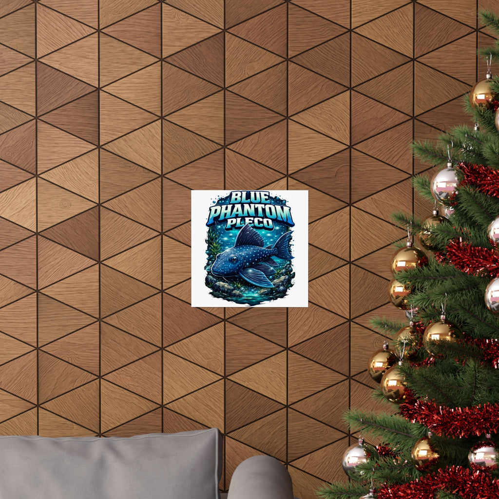 Blue Phantom Pleco Poster — Matte Vertical Aquarium Fish Art Print