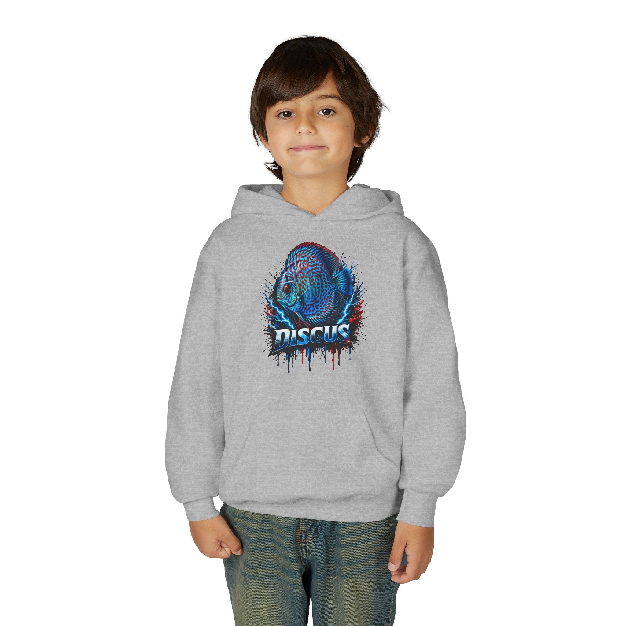 Youth Hoodie — Colorful Discus Fish Graphic Pullover