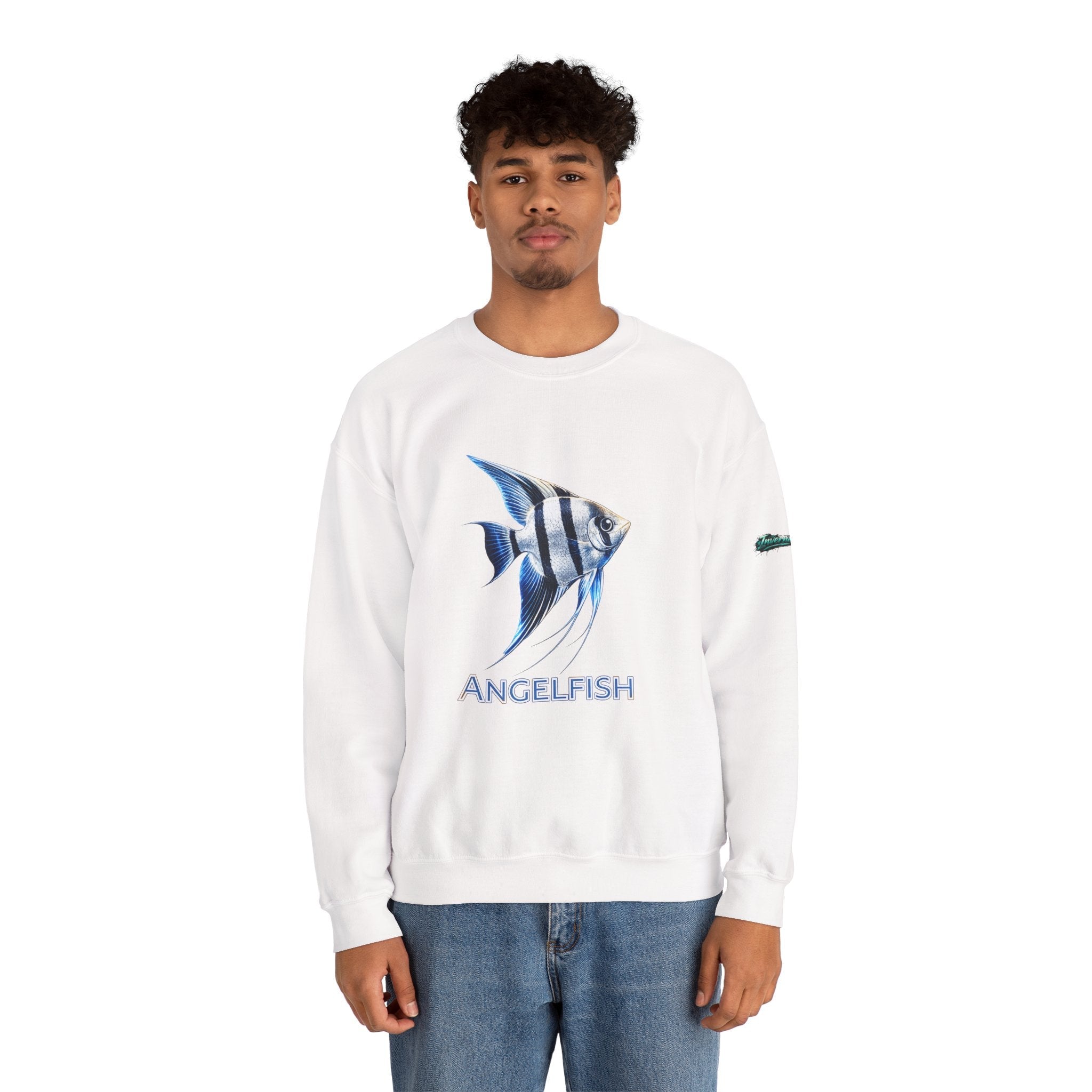 Angelfish Crewneck Sweatshirt — Blue Tropical Fish Graphic