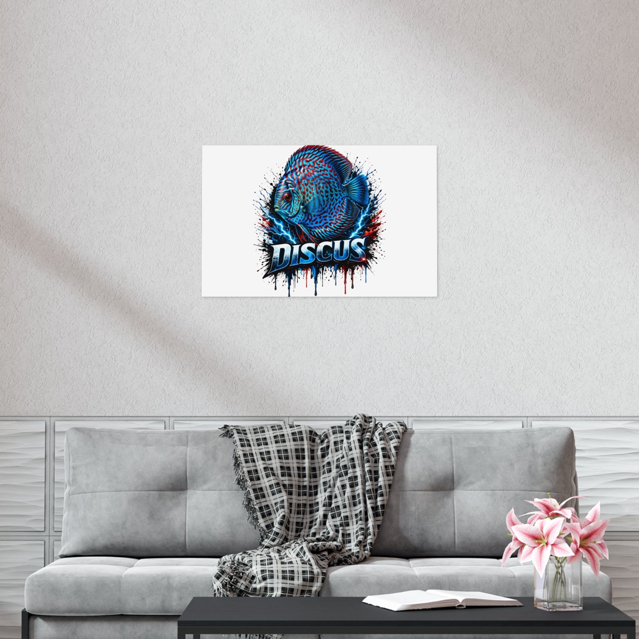 Discus Fish Poster — Vibrant Blue Aquarium Art Print
