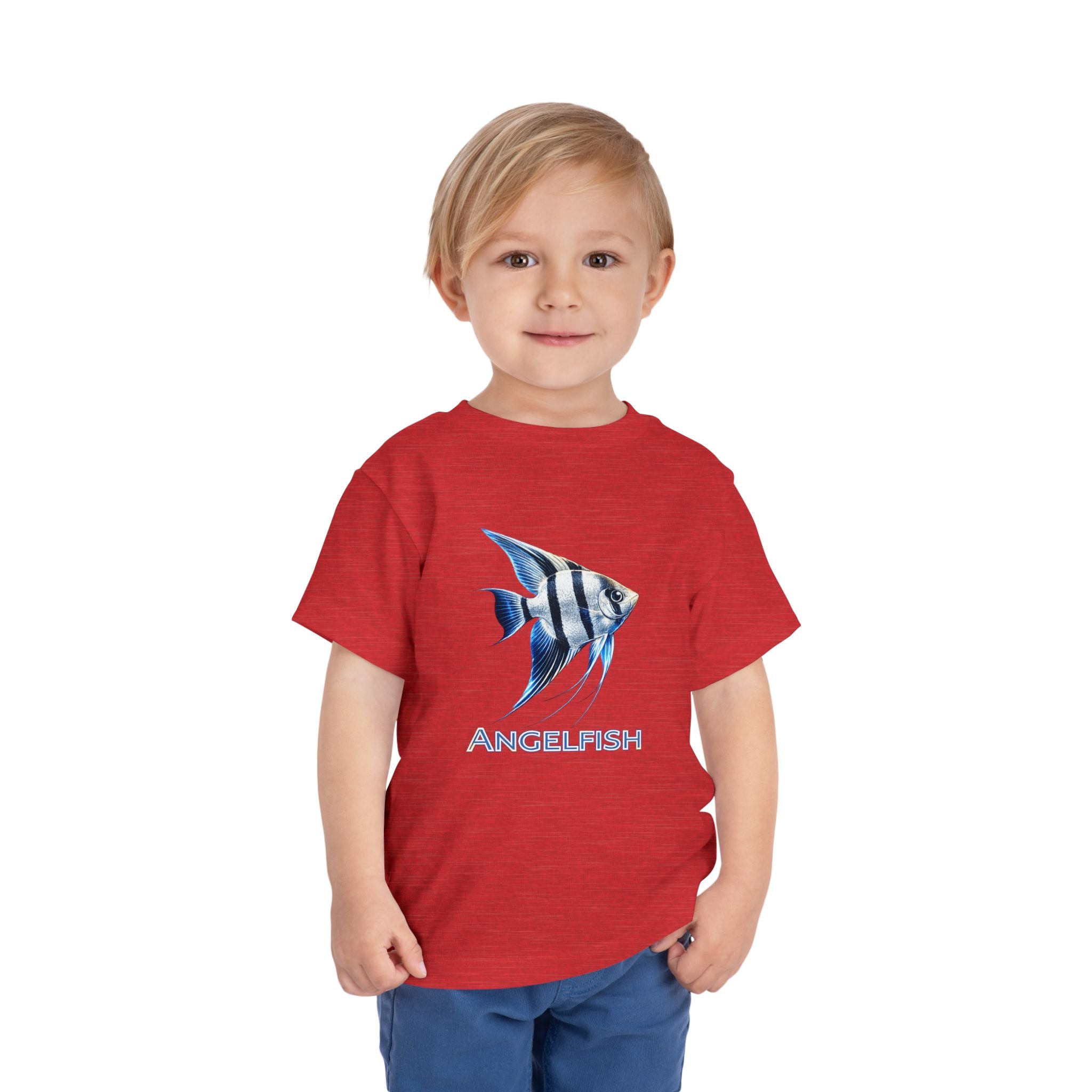 Angelfish Toddler Tee – Blue Aquarium Fish Graphic Shirt