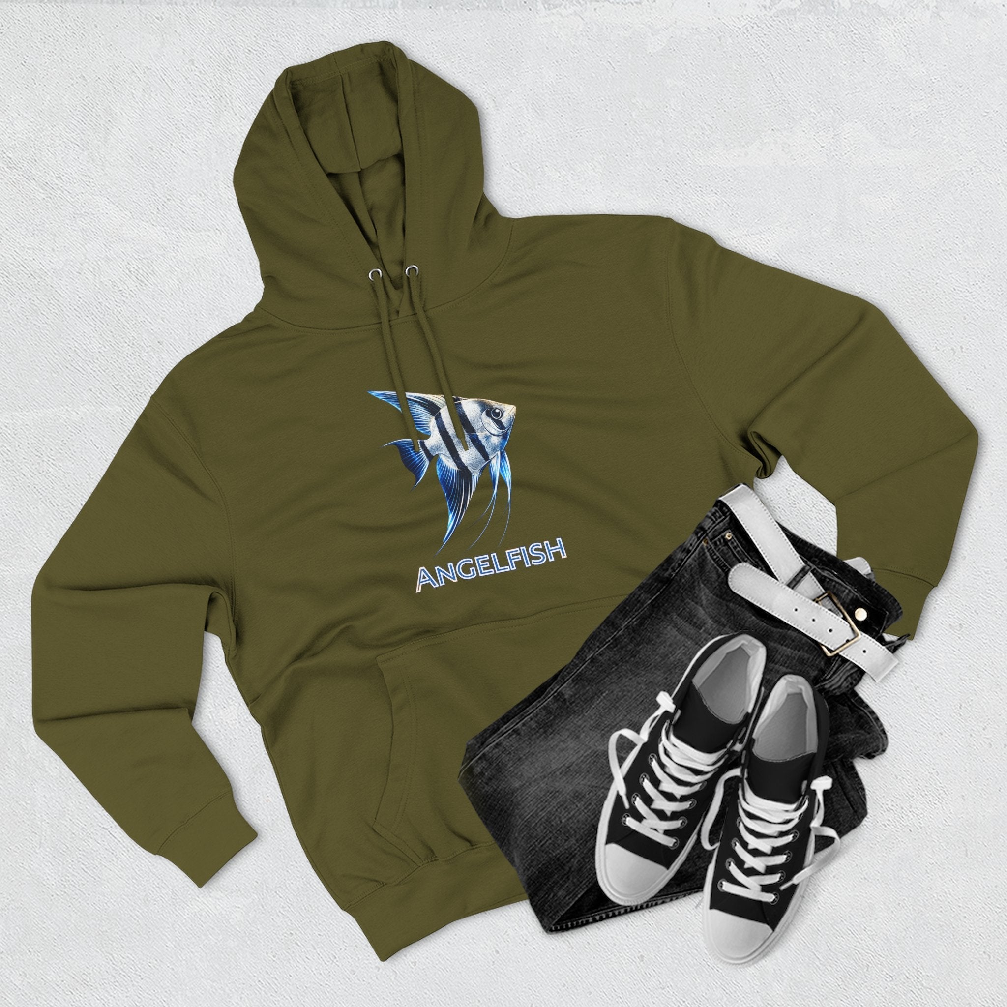 Angelfish Graphic Hoodie — Blue Aquarium Fish Pullover