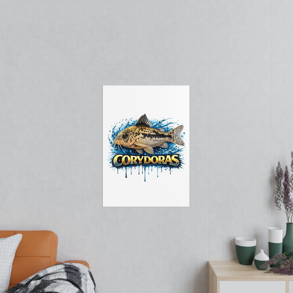 Peppered Cory Photopaper Poster — Colorful Aquarium Catfish Art Print
