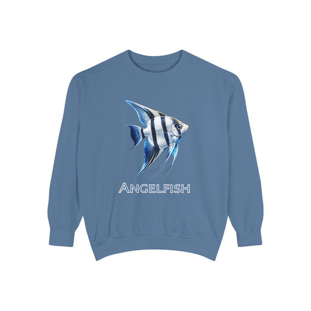 Angelfish Graphic Sweatshirt — Blue Tropical Fish Crewneck