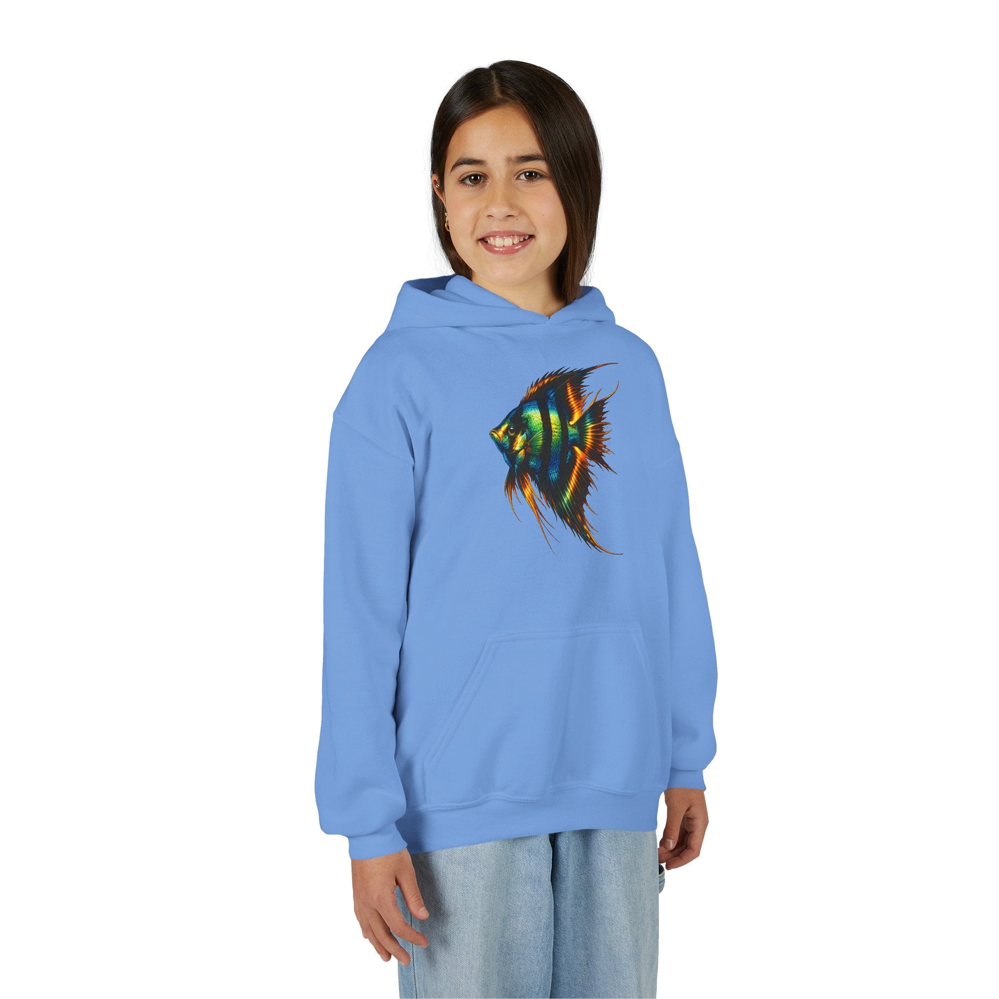 Youth Angelfish Hoodie - Colorful Aquarium Fish Graphic Sweatshirt