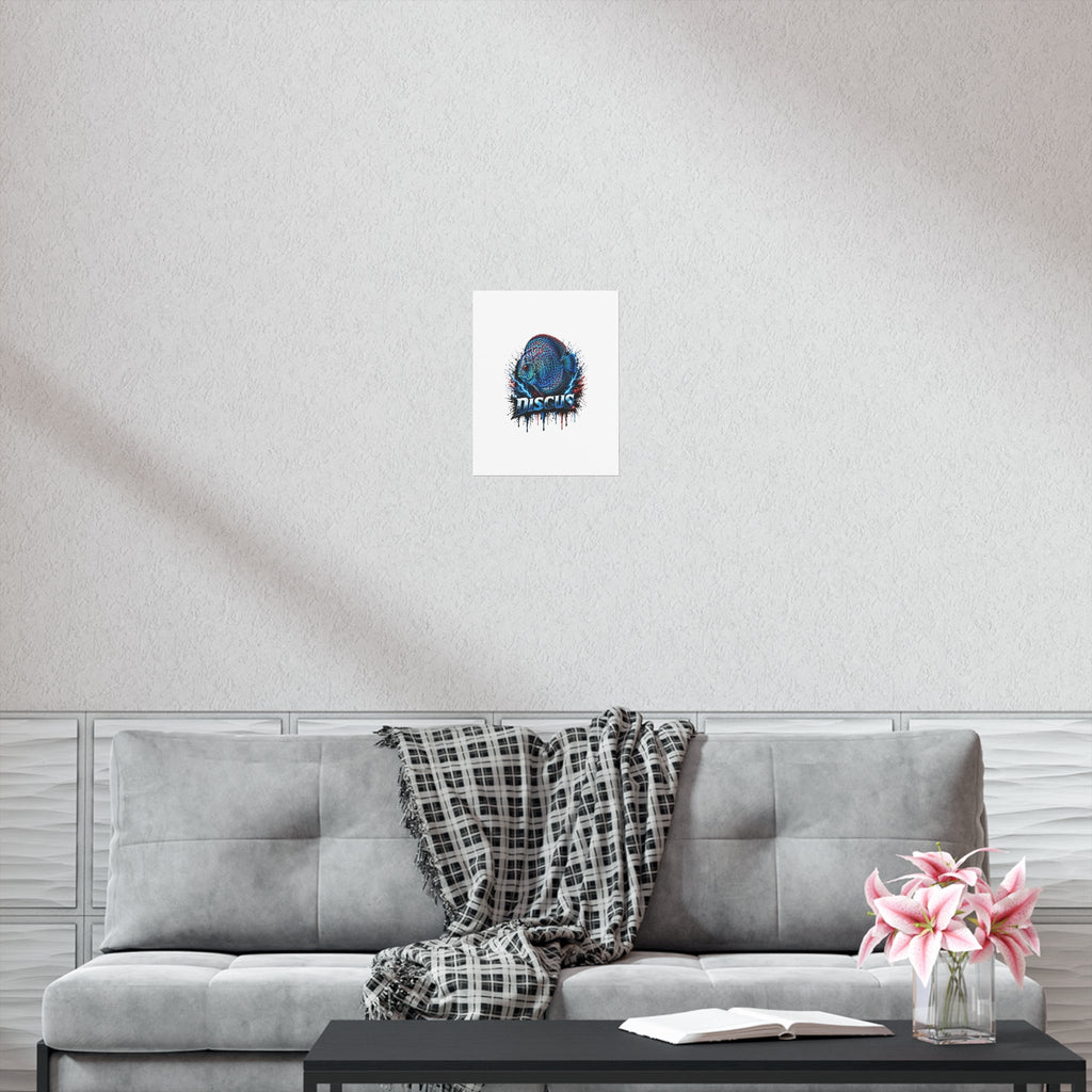Discus Fish Poster — Vibrant Blue Aquarium Art Print