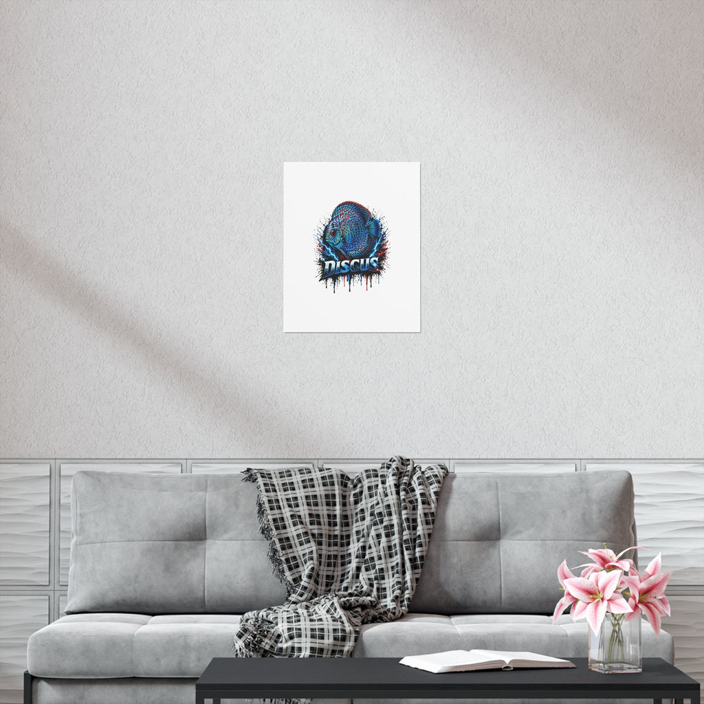 Discus Fish Poster — Vibrant Blue Aquarium Art Print