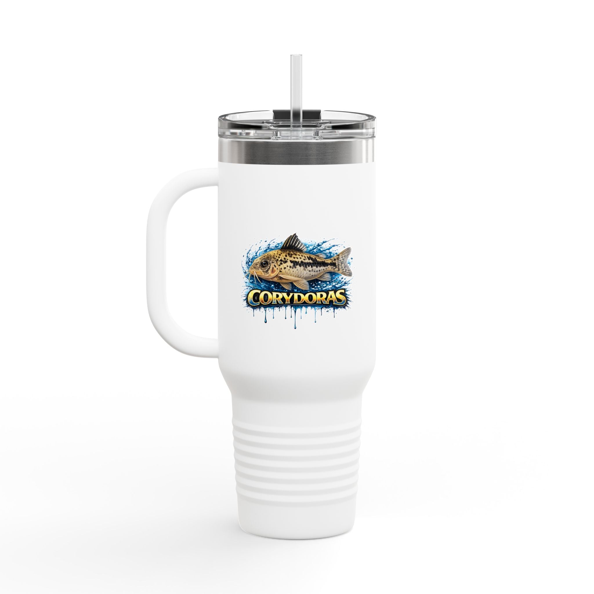 Corydoras Fish 40oz Insulated Travel Mug — Fishing Aquarium Lover Tumbler