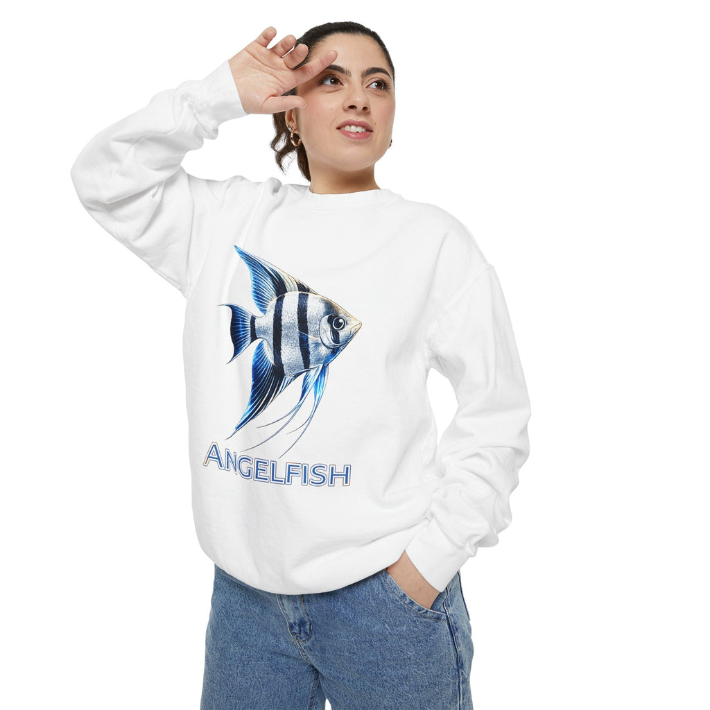 Angelfish Graphic Sweatshirt — Blue Tropical Fish Crewneck