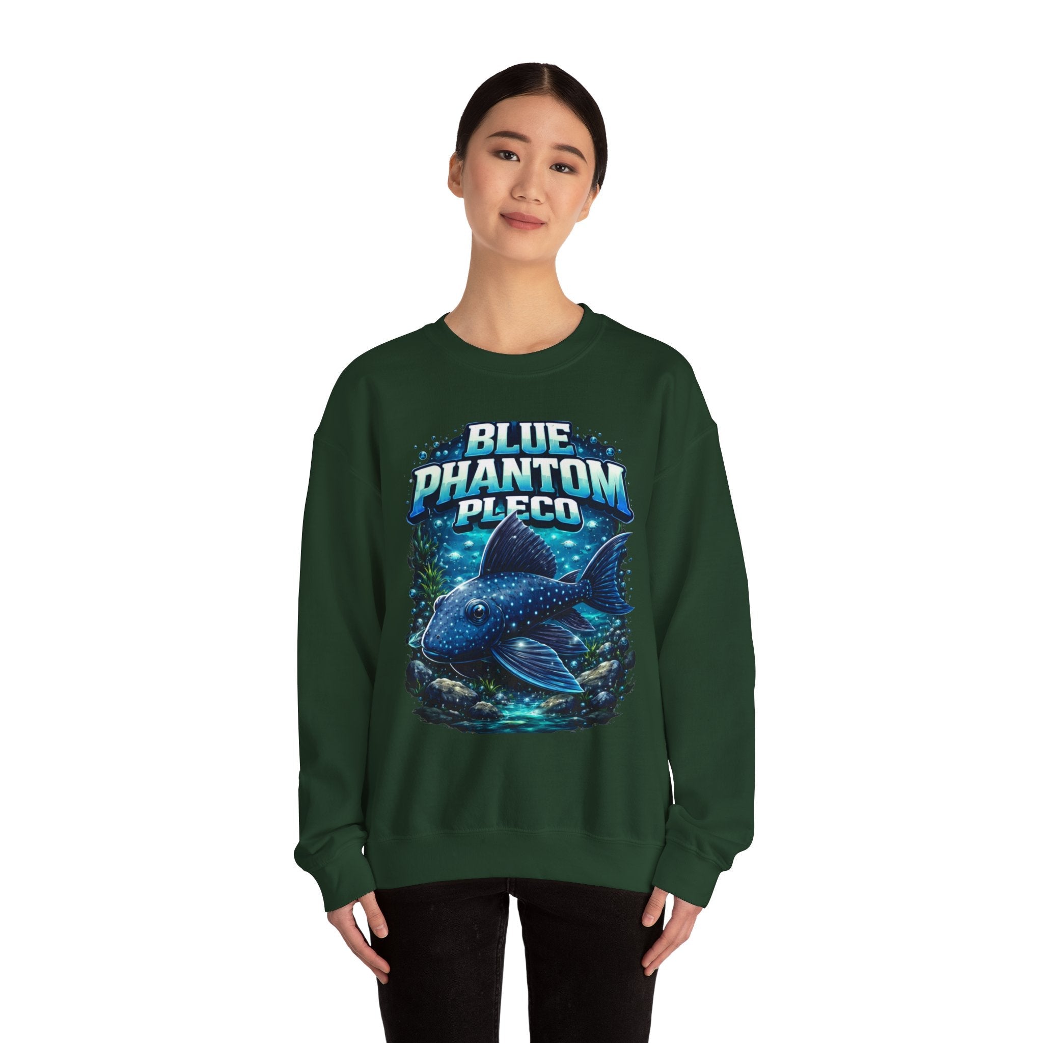 Blue Phantom Pleco Crewneck Sweatshirt – Aquatic Fish Graphic Pullover