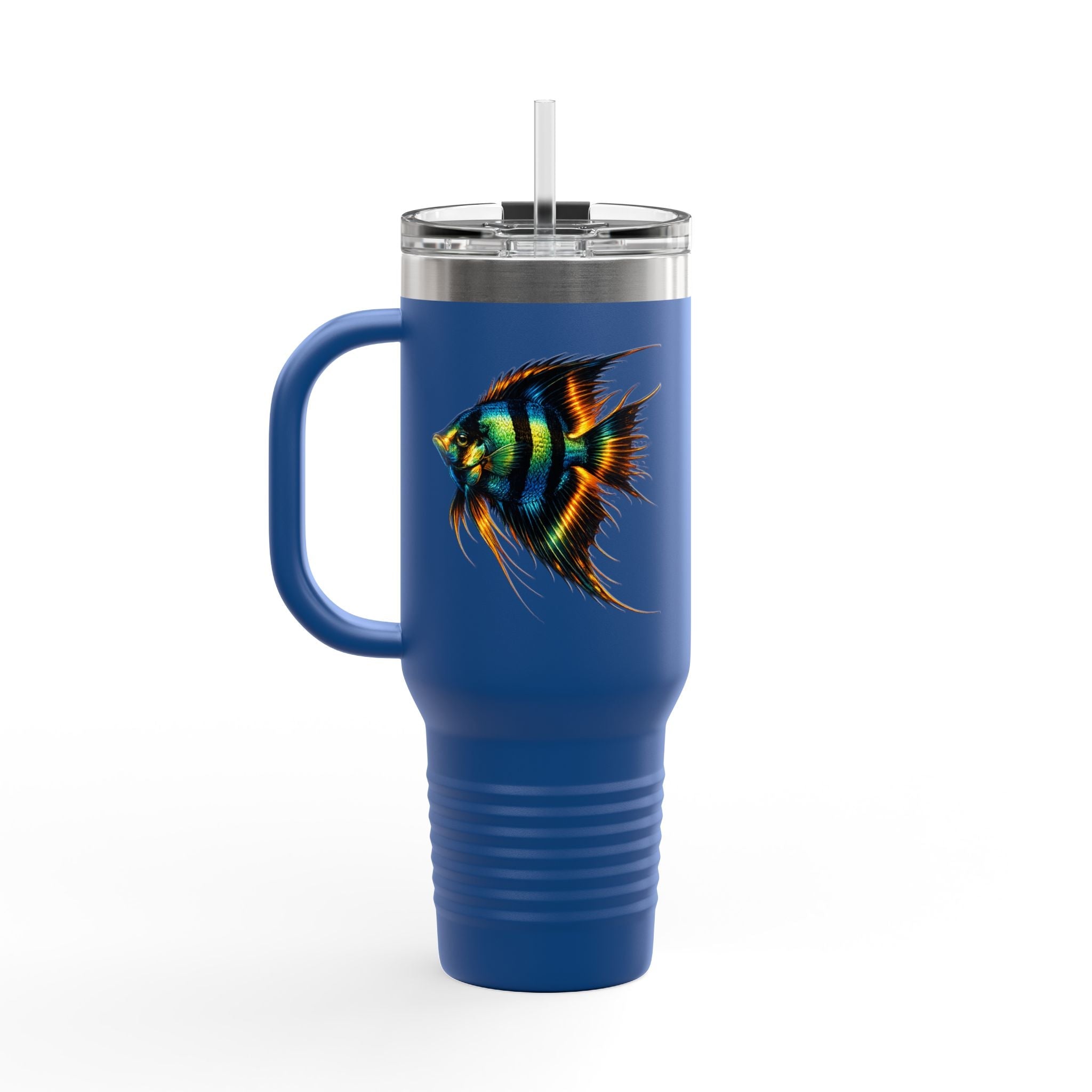 40oz Insulated Travel Mug — Colorful Aquarium Angelfish Stainless Steel Tumbler
