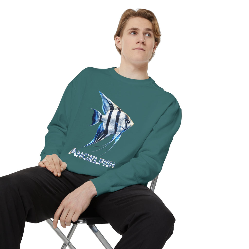 Angelfish Graphic Sweatshirt — Blue Tropical Fish Crewneck
