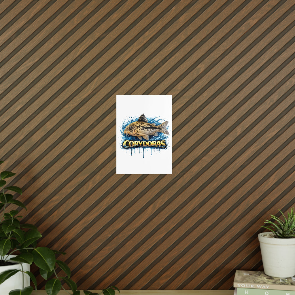 Peppered Cory Photopaper Poster — Colorful Aquarium Catfish Art Print