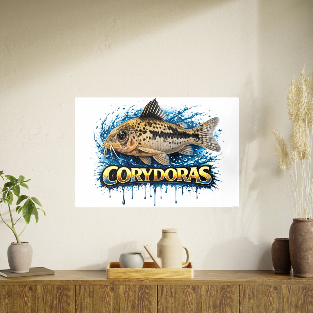 Peppered Corydoras Fish Art Poster — Vibrant Aquarium Print