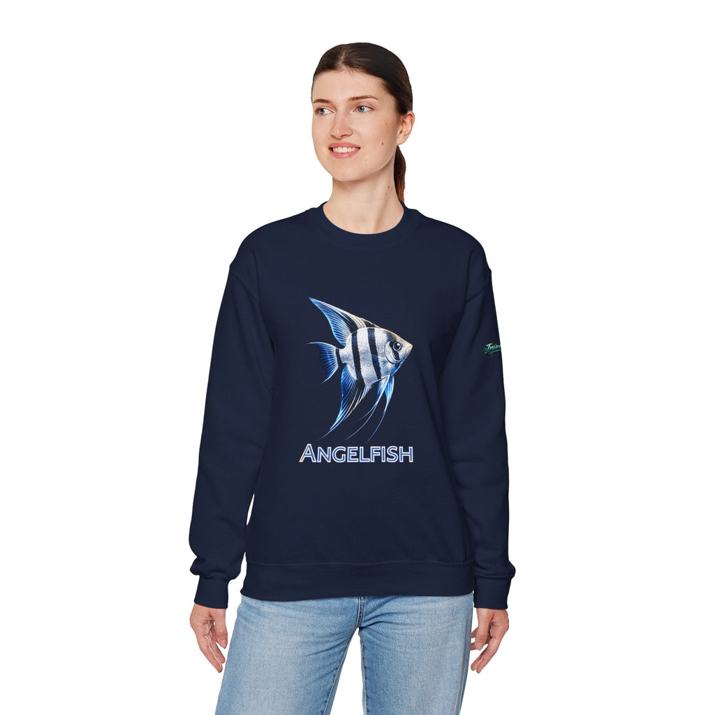 Angelfish Crewneck Sweatshirt — Blue Tropical Fish Graphic