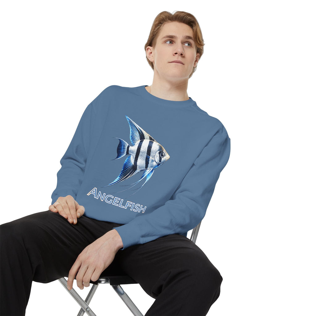 Angelfish Graphic Sweatshirt — Blue Tropical Fish Crewneck