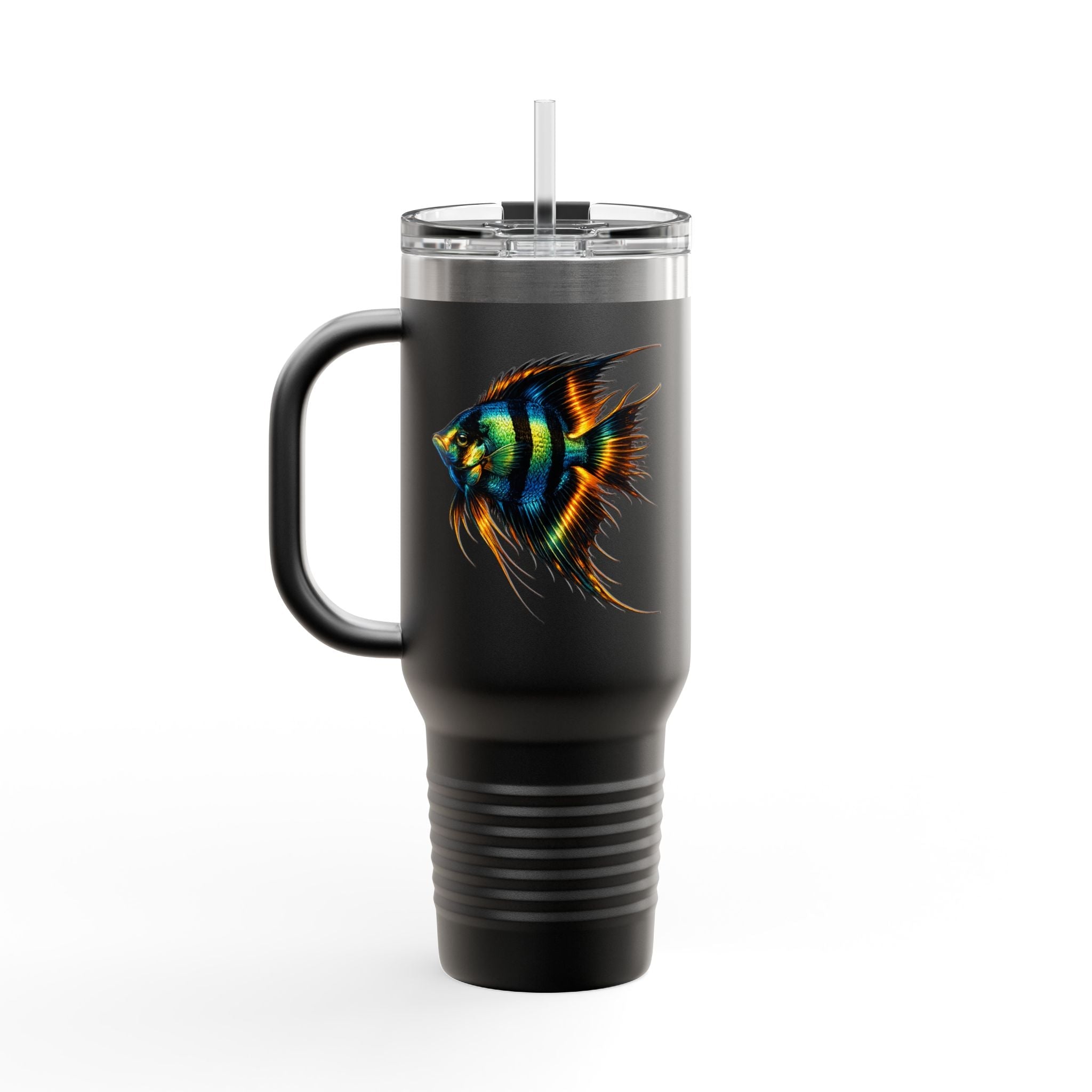 40oz Insulated Travel Mug — Colorful Aquarium Angelfish Stainless Steel Tumbler