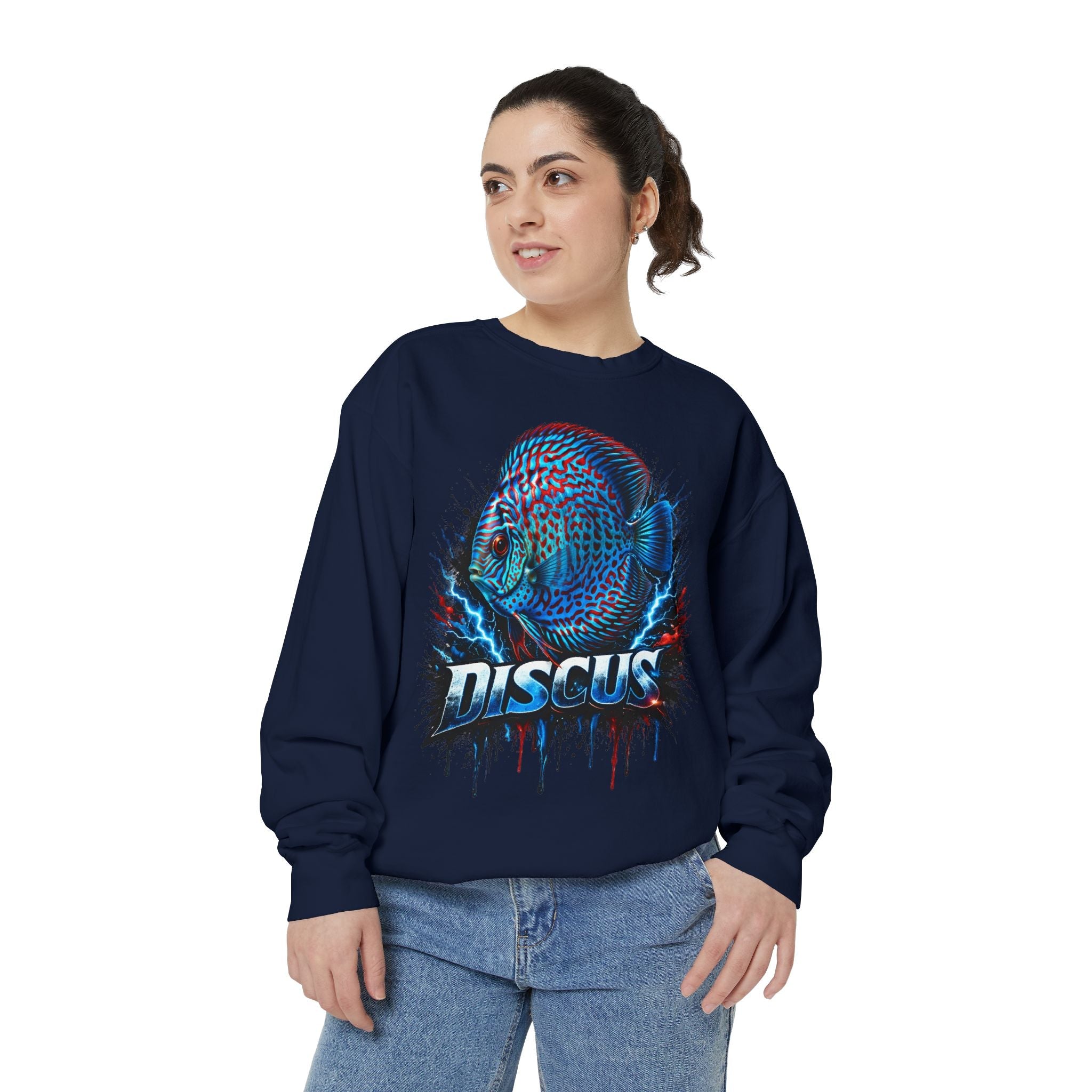 Discus Fish Graphic Sweatshirt — Vibrant Aquarium Lover Crewneck