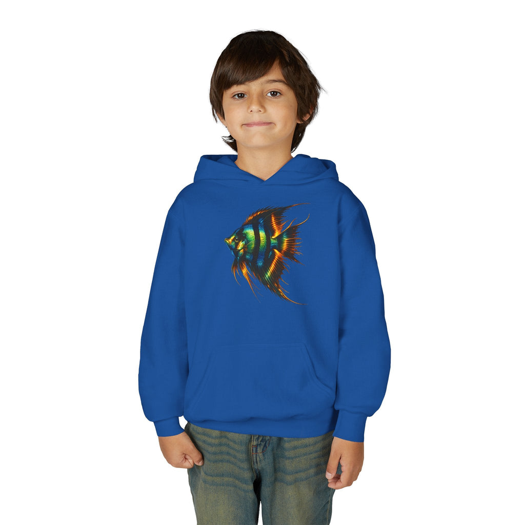 Youth Angelfish Hoodie - Colorful Aquarium Fish Graphic Sweatshirt