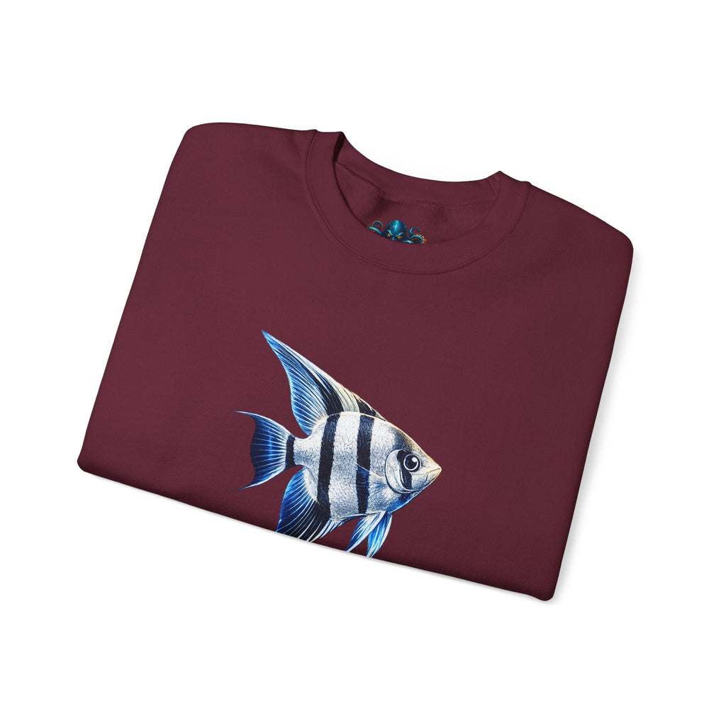 Angelfish Crewneck Sweatshirt — Blue Tropical Fish Graphic