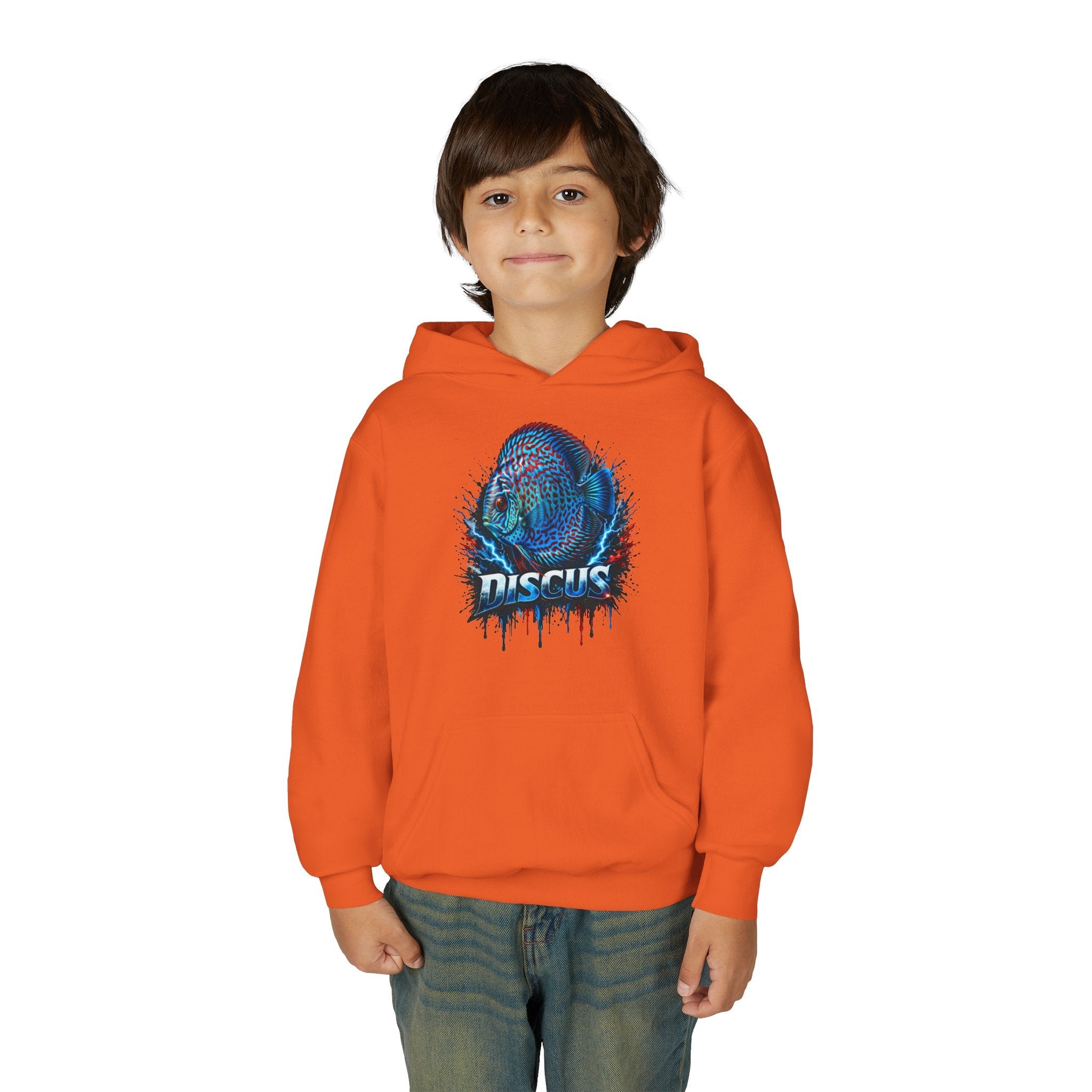 Youth Hoodie — Colorful Discus Fish Graphic Pullover