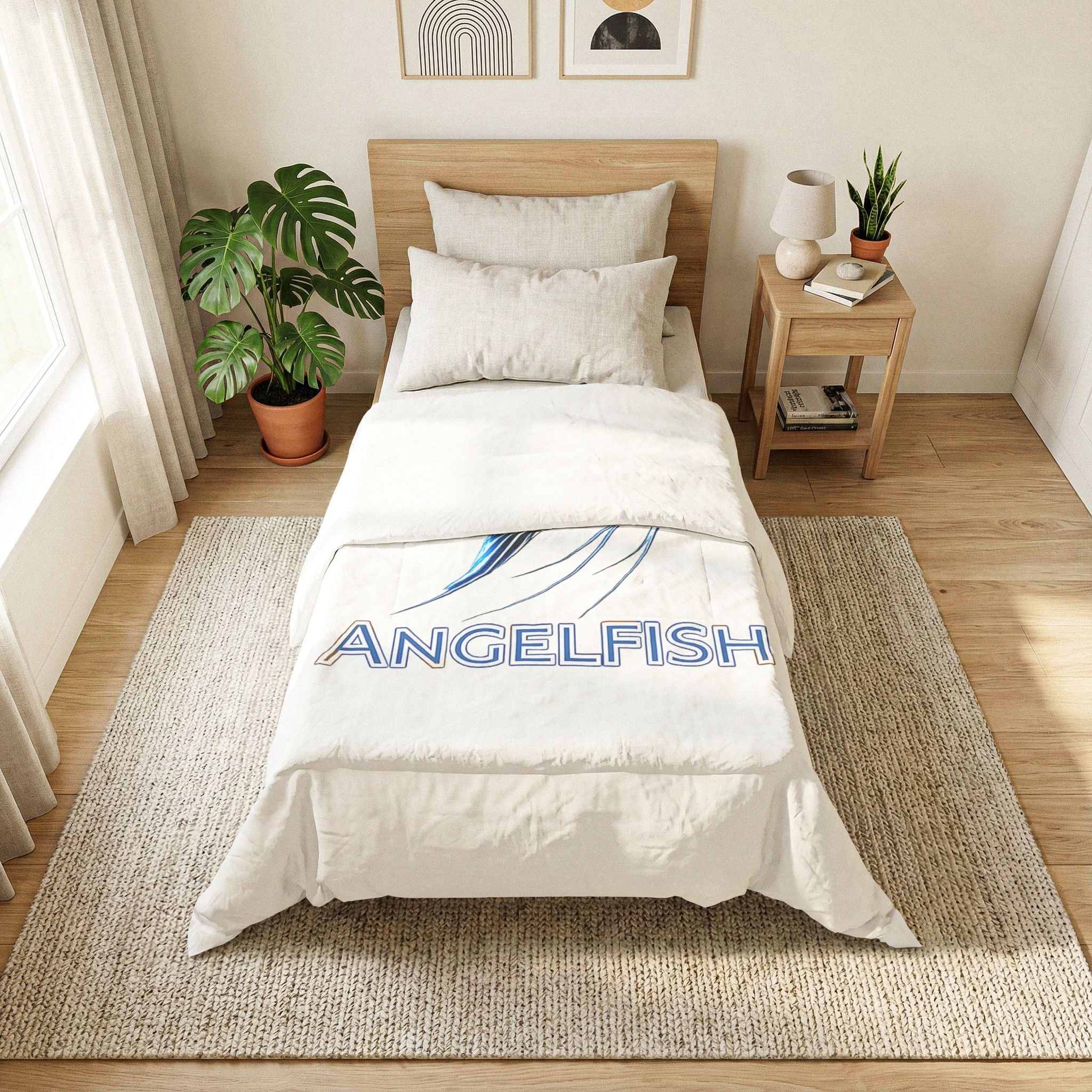 Angelfish Cotton Comforter – Coastal Blue Fish Bedding