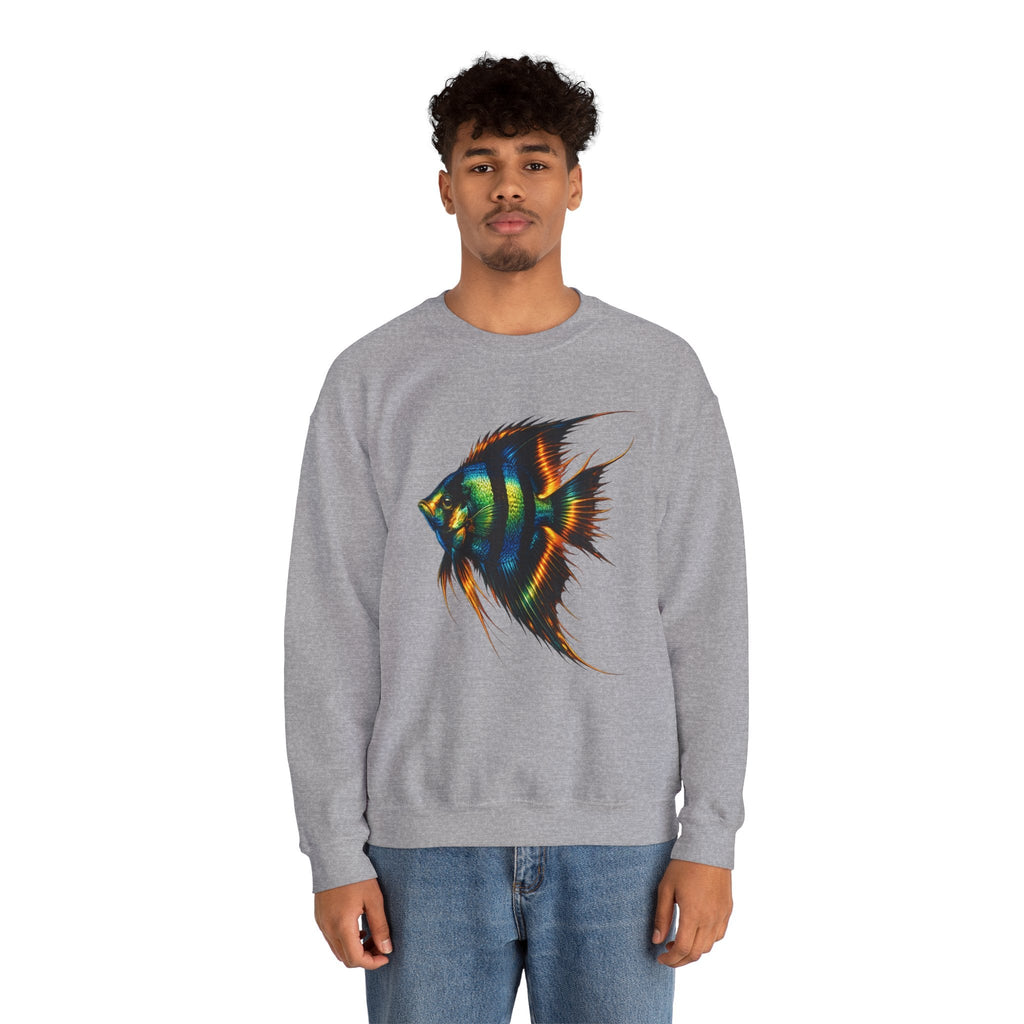 Angelfish Graphic Sweatshirt — Colorful Tropical Fish Crewneck