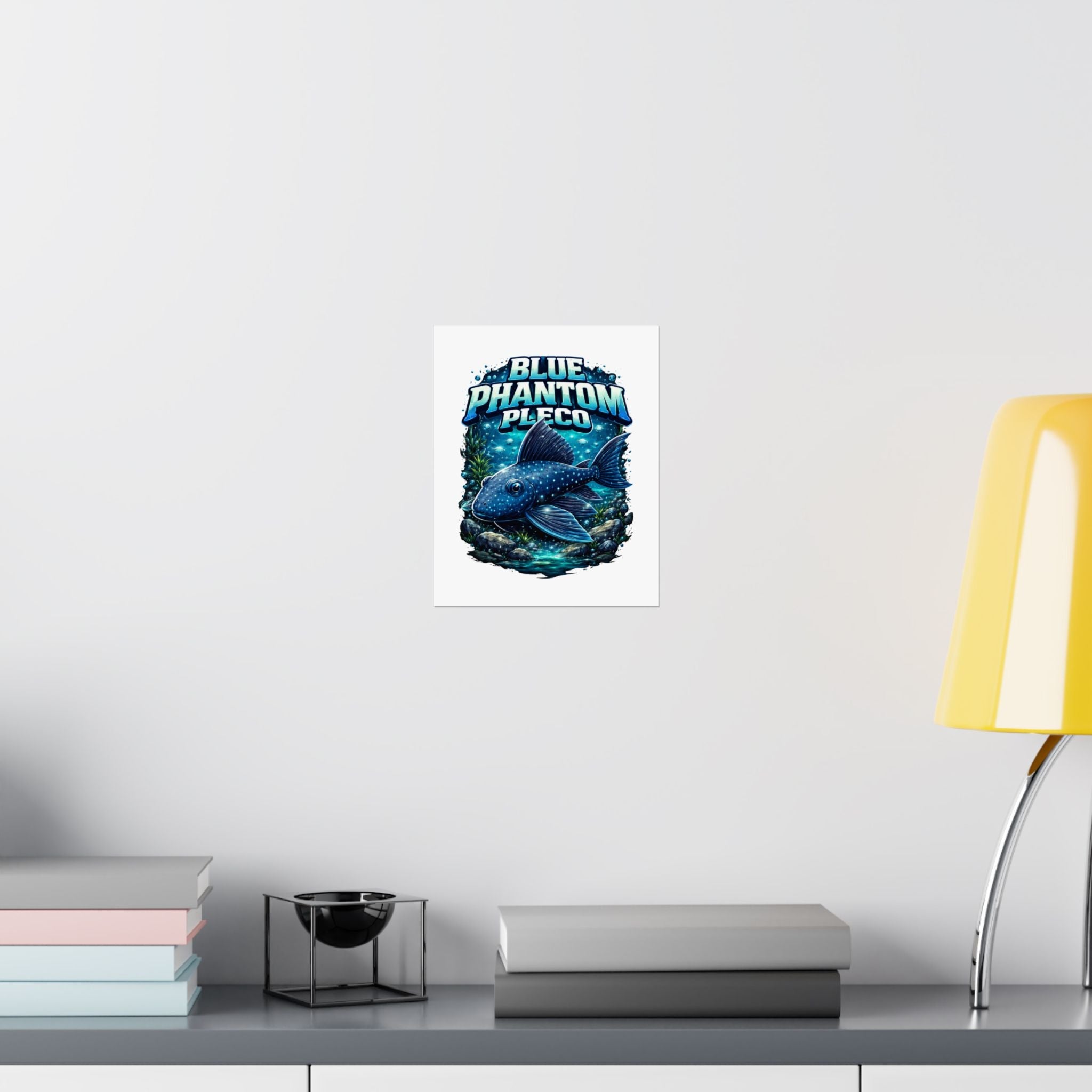 Blue Phantom Pleco Poster — Matte Vertical Aquarium Fish Art Print
