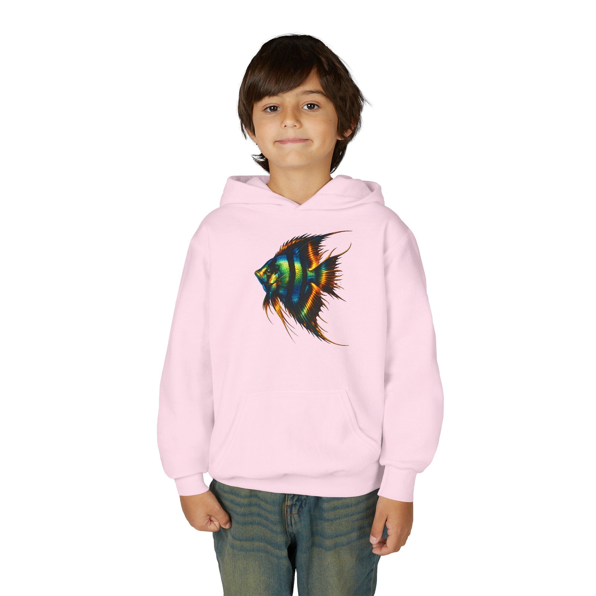 Youth Angelfish Hoodie - Colorful Aquarium Fish Graphic Sweatshirt