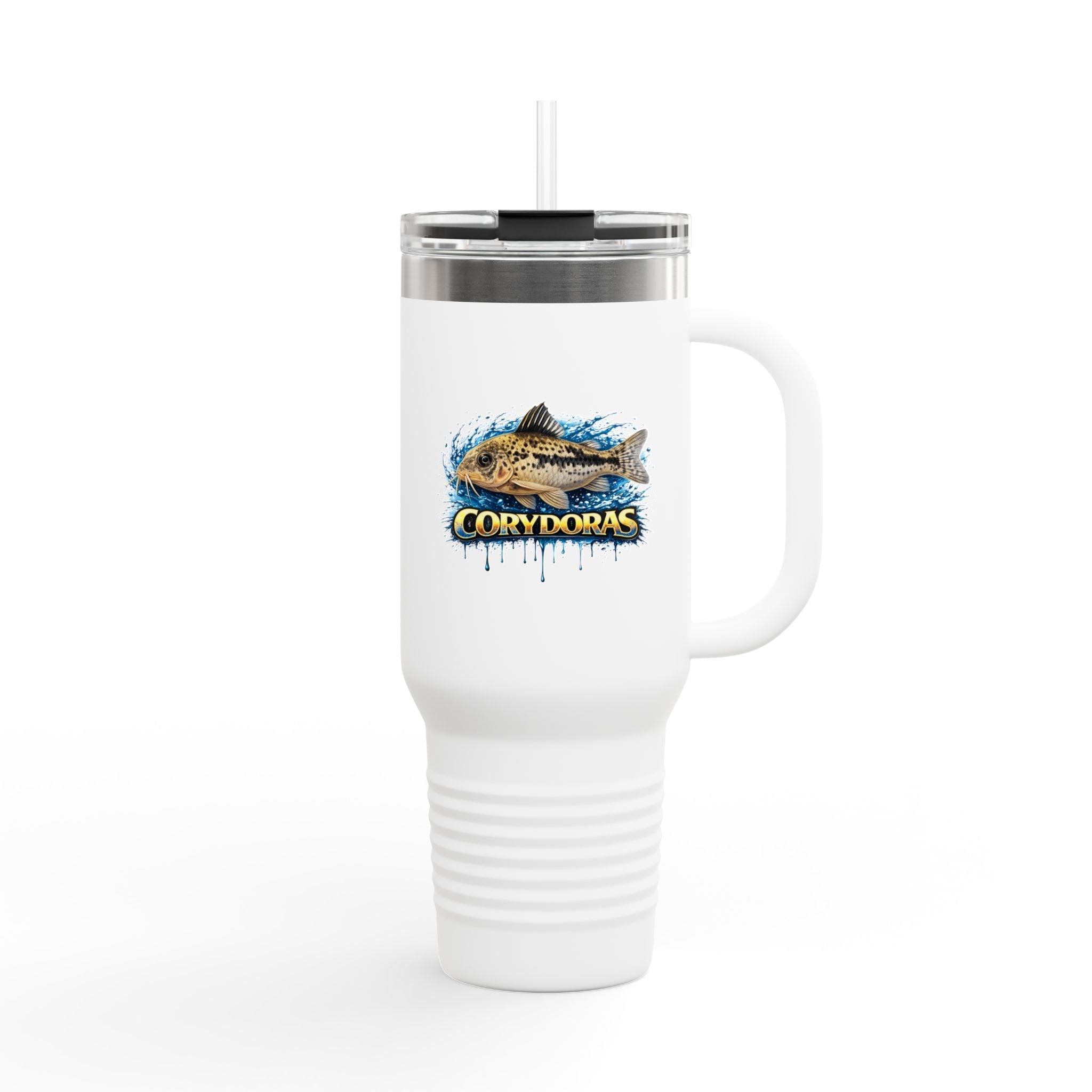 Corydoras Fish 40oz Insulated Travel Mug — Fishing Aquarium Lover Tumbler