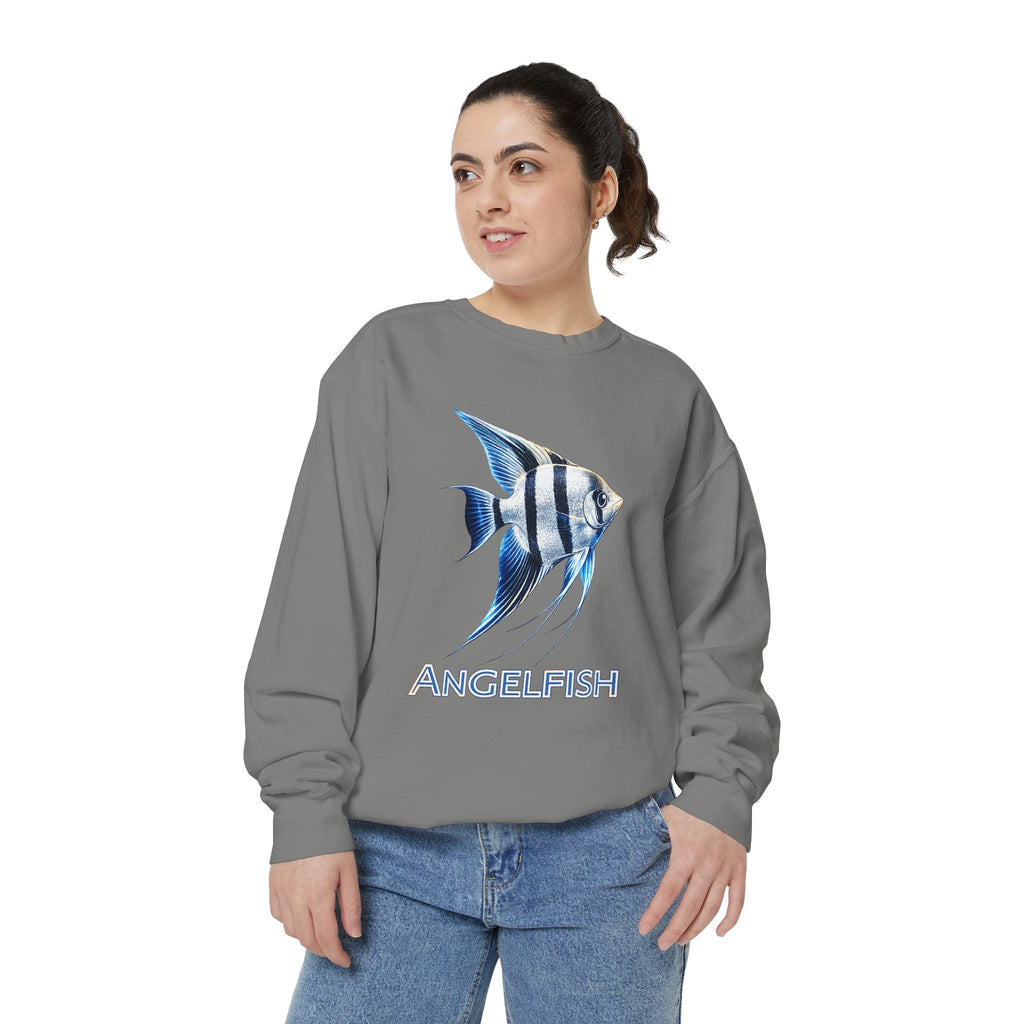Angelfish Graphic Sweatshirt — Blue Tropical Fish Crewneck