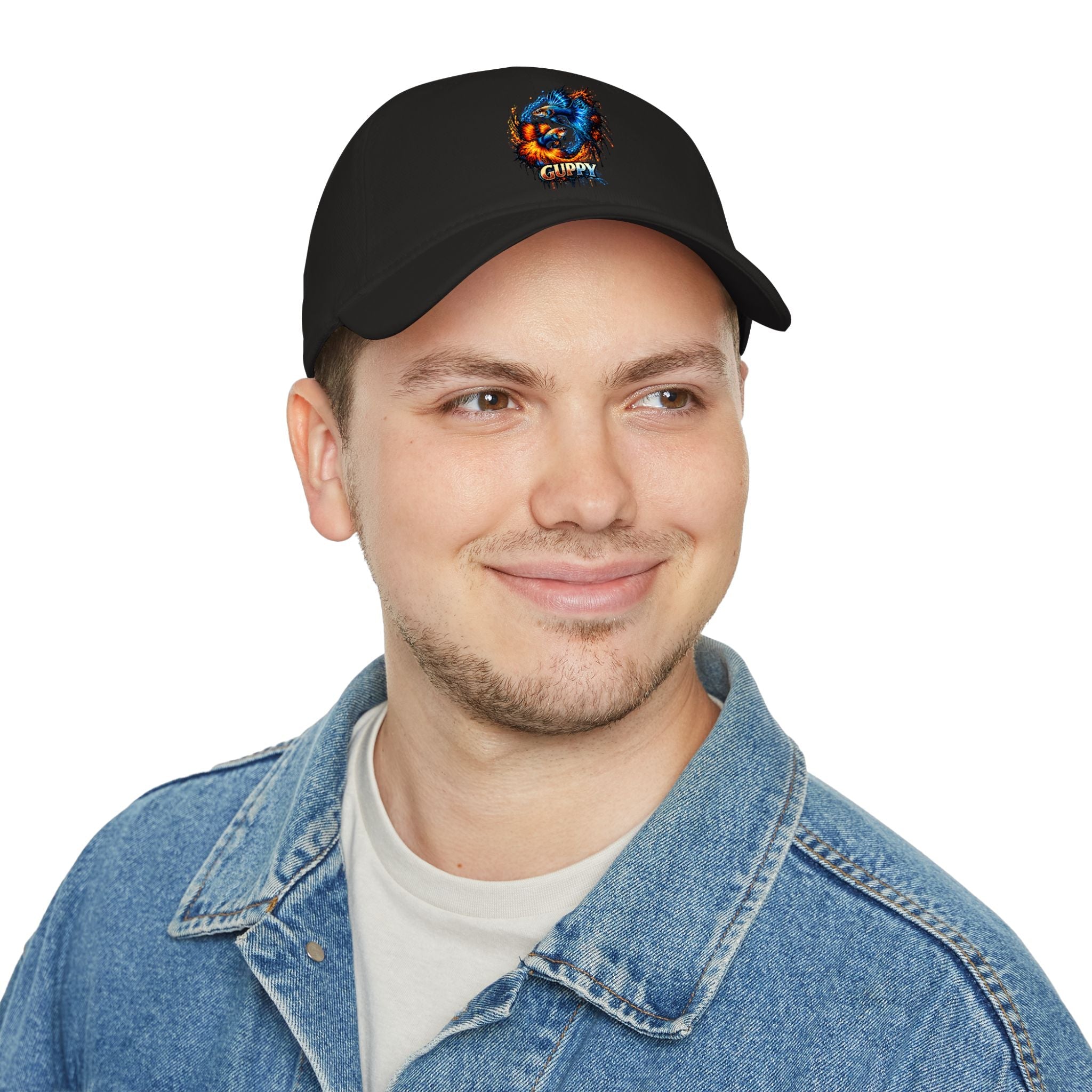 Low Profile Cap — Colorful Grunge Fish 'Guppy' Embroidered Hat