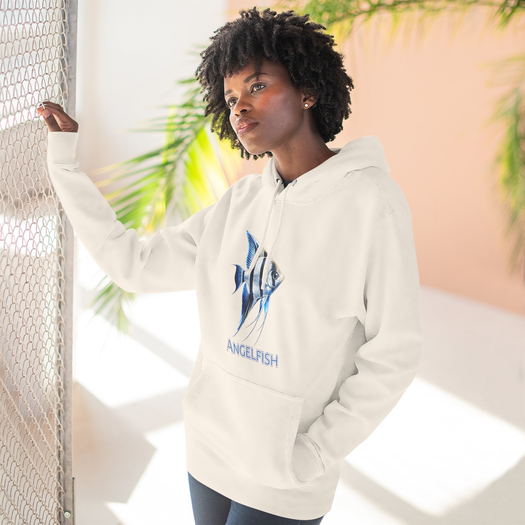 Angelfish Graphic Hoodie — Blue Aquarium Fish Pullover