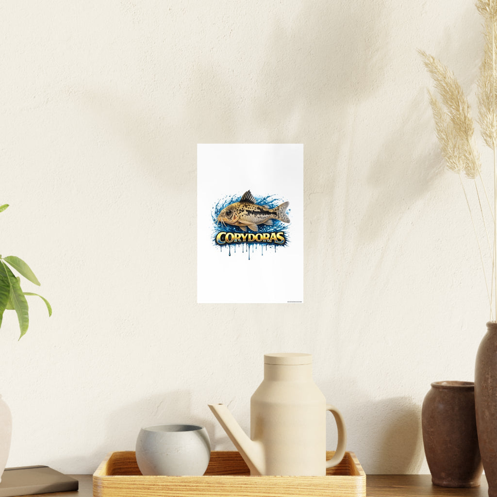 Peppered Corydoras Fish Art Poster — Vibrant Aquarium Print