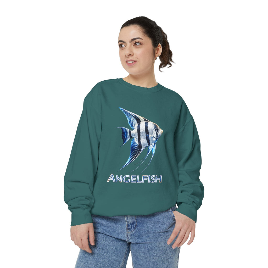 Angelfish Graphic Sweatshirt — Blue Tropical Fish Crewneck