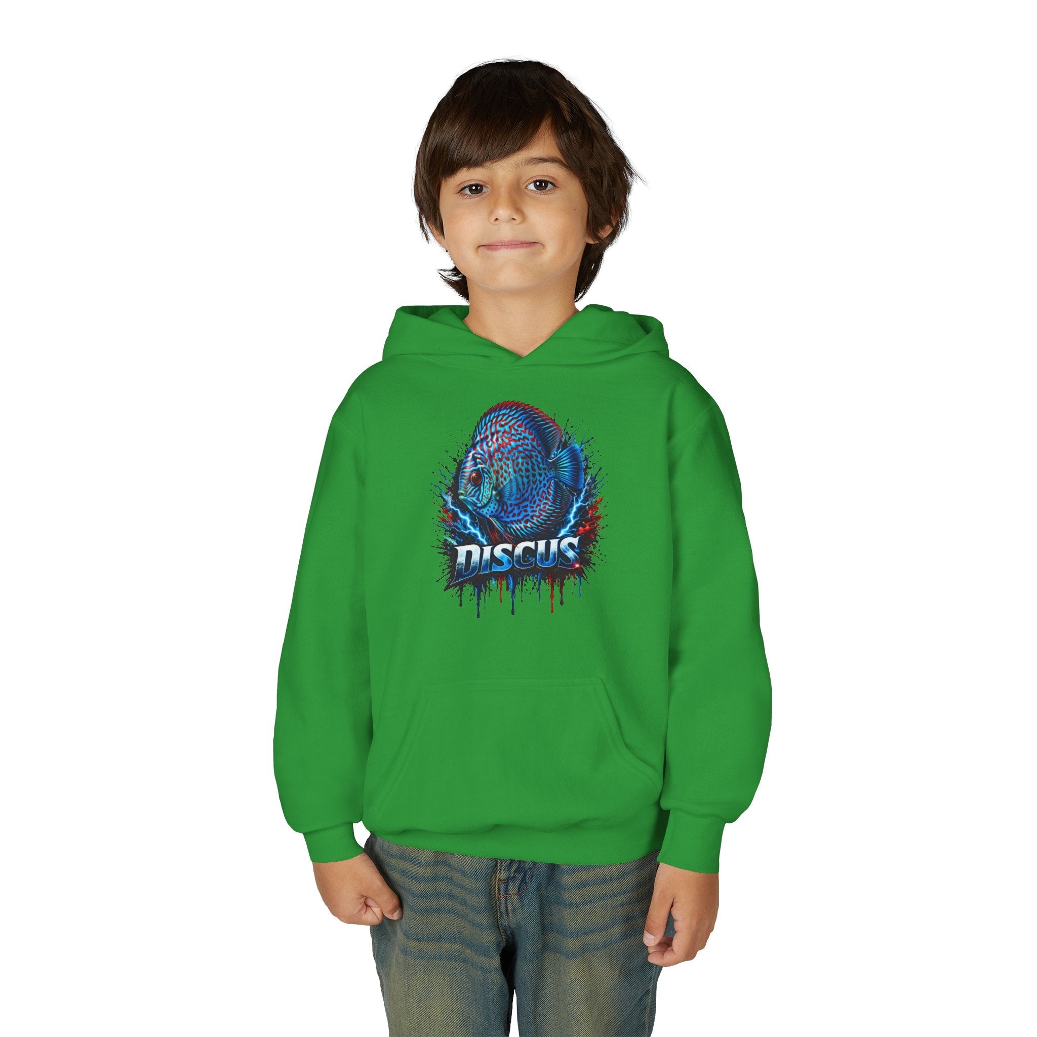 Youth Hoodie — Colorful Discus Fish Graphic Pullover