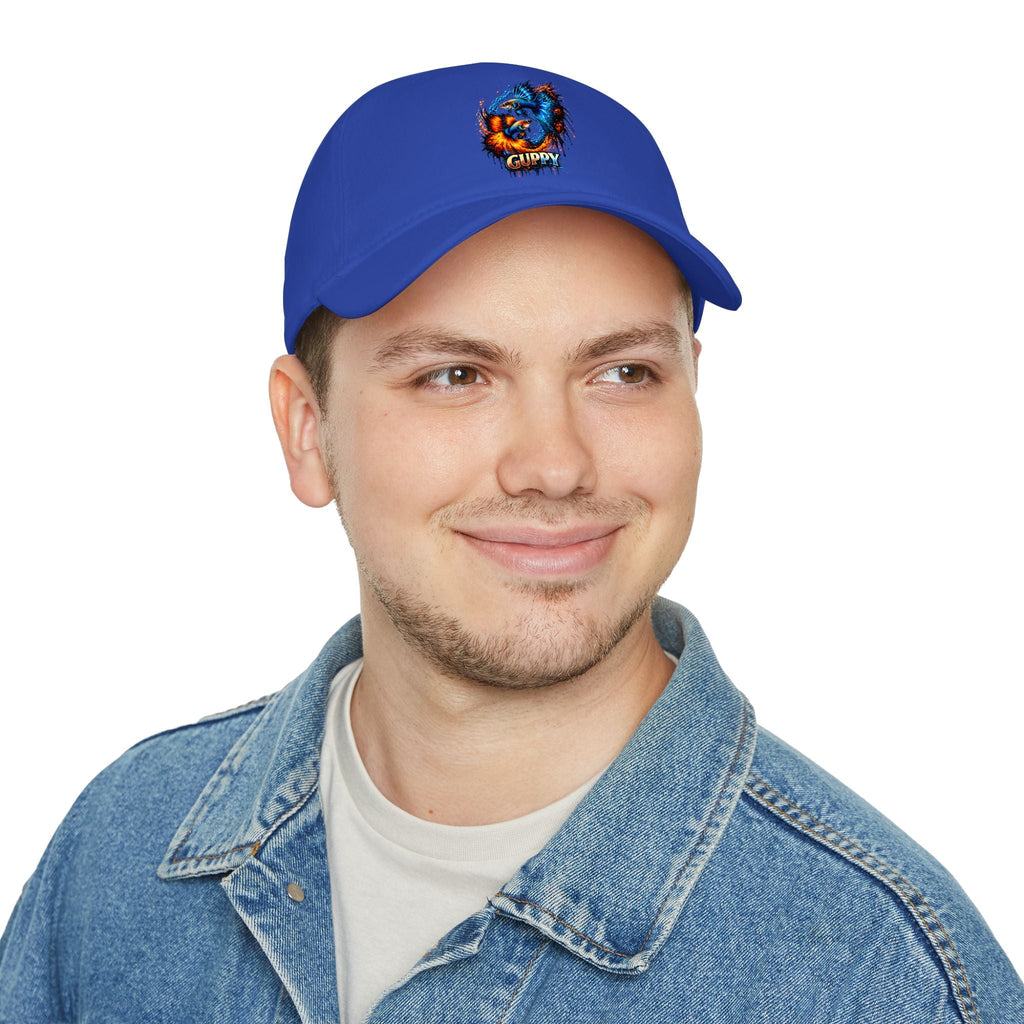 Low Profile Cap — Colorful Grunge Fish 'Guppy' Embroidered Hat