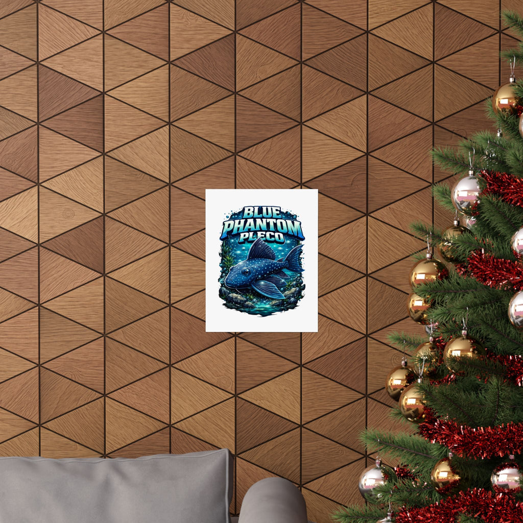 Blue Phantom Pleco Poster — Matte Vertical Aquarium Fish Art Print