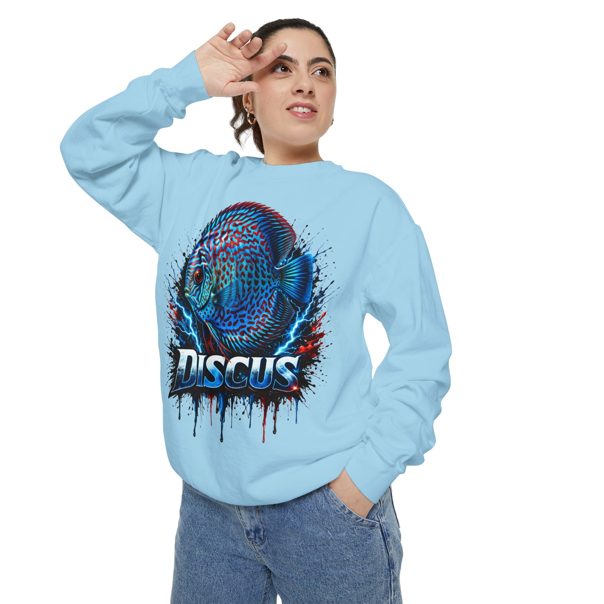 Discus Fish Graphic Sweatshirt — Vibrant Aquarium Lover Crewneck