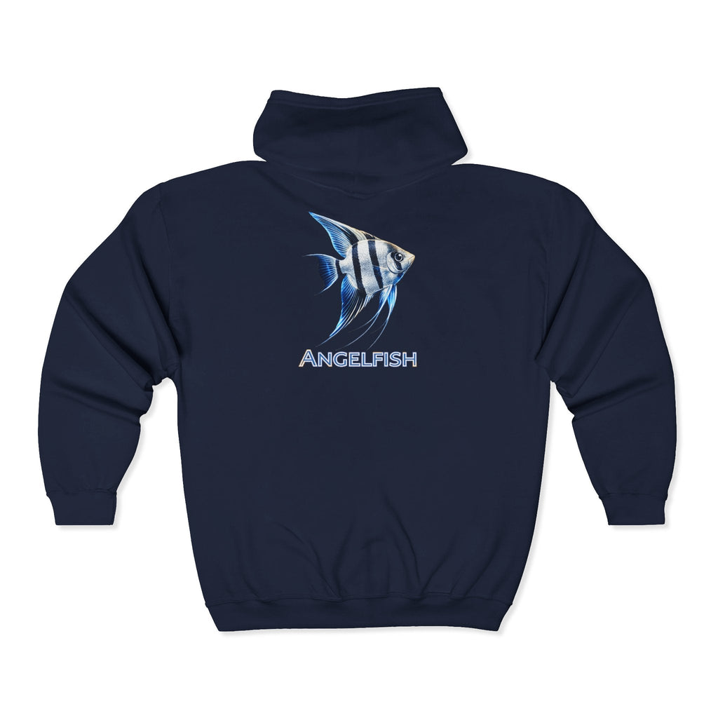 Angelfish Graphic Zip Hoodie — Aquarium Fish Lover Full‑Zip Sweatshirt