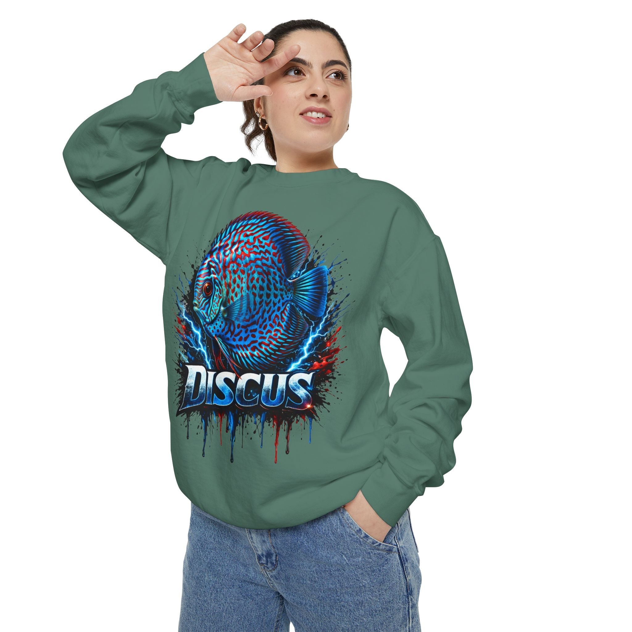 Discus Fish Graphic Sweatshirt — Vibrant Aquarium Lover Crewneck