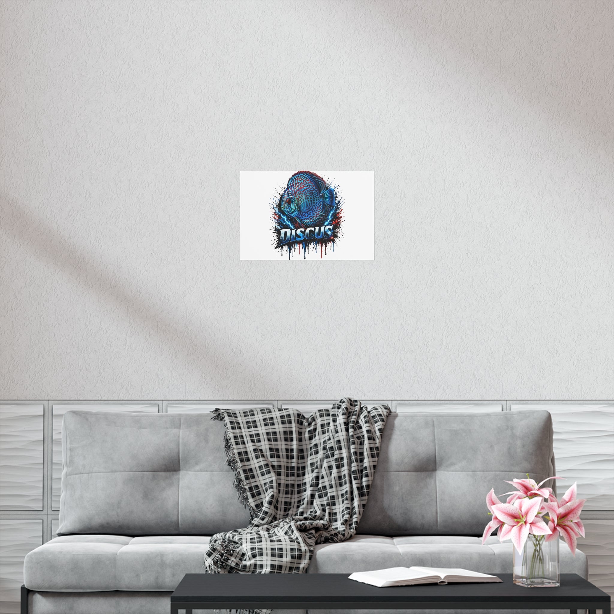 Discus Fish Poster — Vibrant Blue Aquarium Art Print
