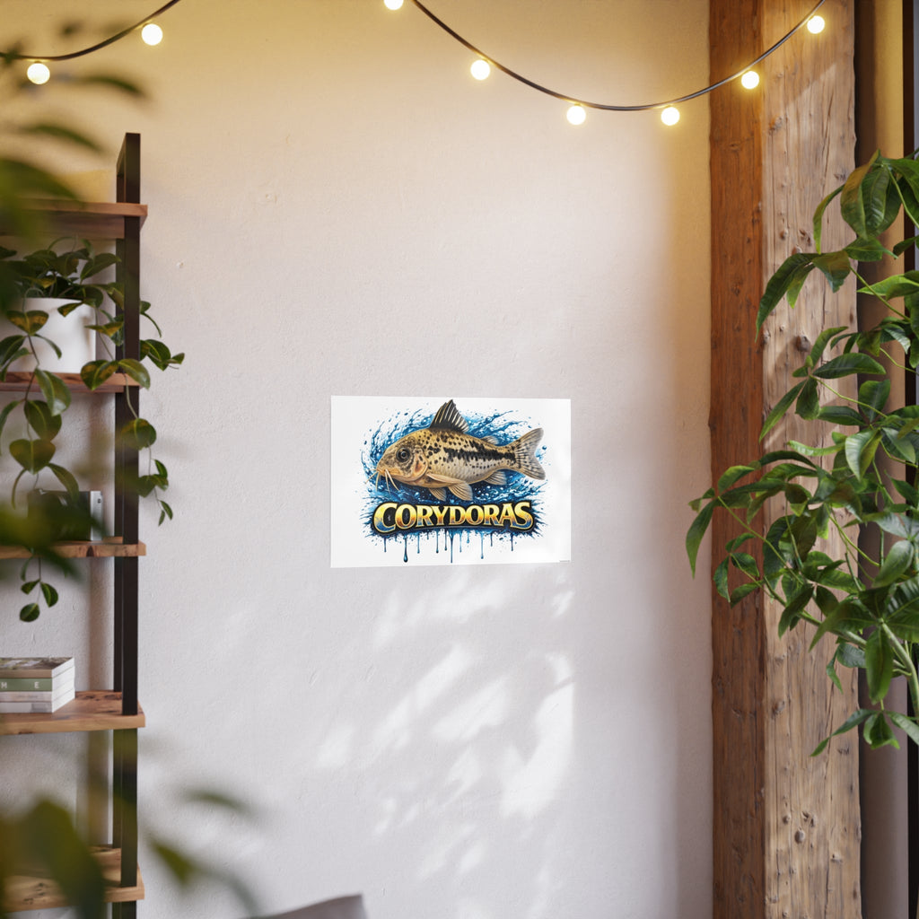 Peppered Corydoras Fish Art Poster — Vibrant Aquarium Print