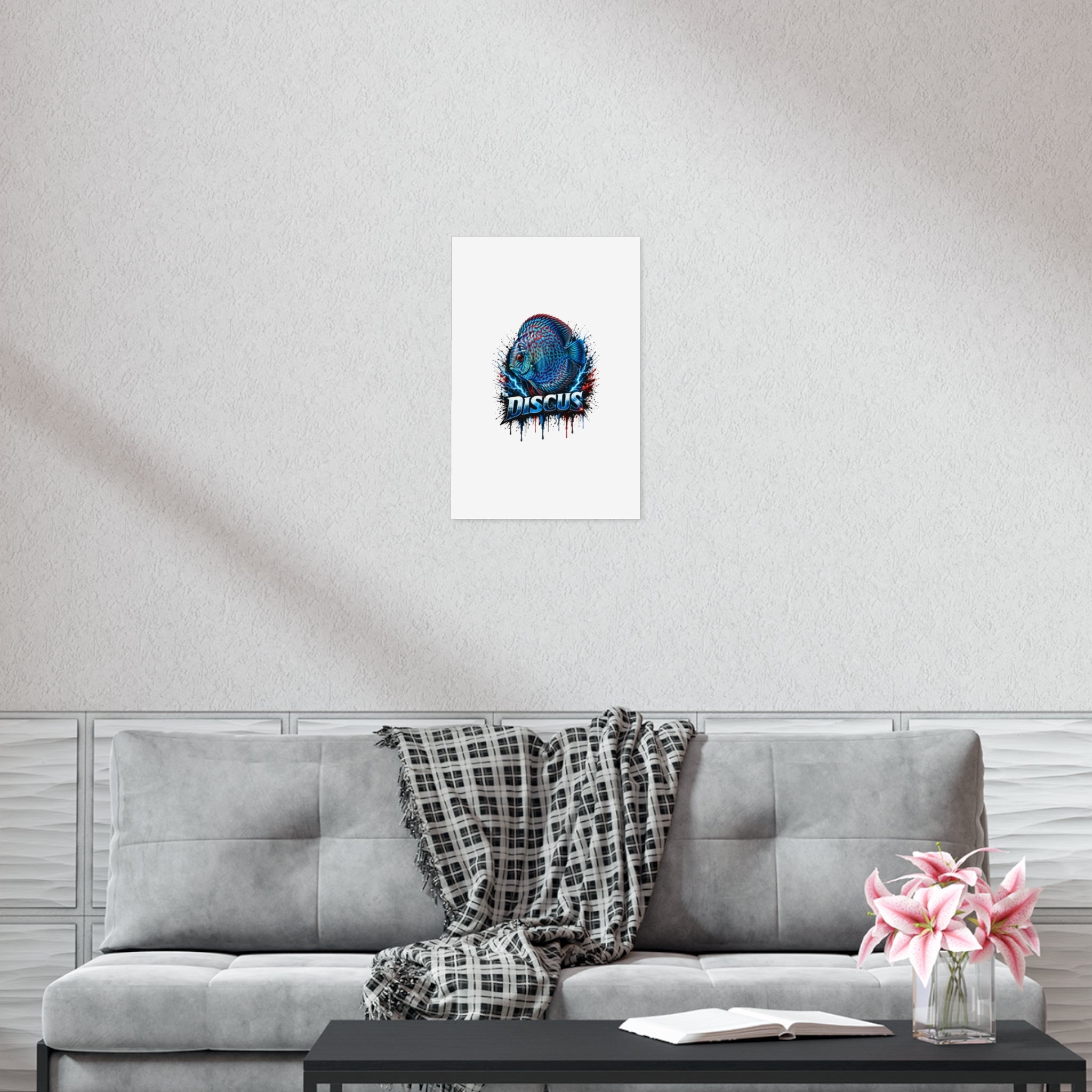 Discus Fish Poster — Vibrant Blue Aquarium Art Print