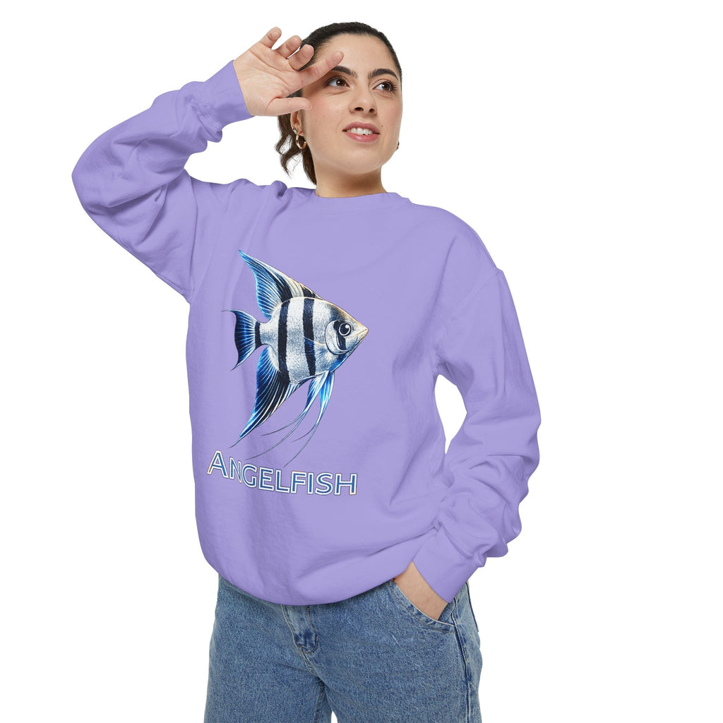 Angelfish Graphic Sweatshirt — Blue Tropical Fish Crewneck