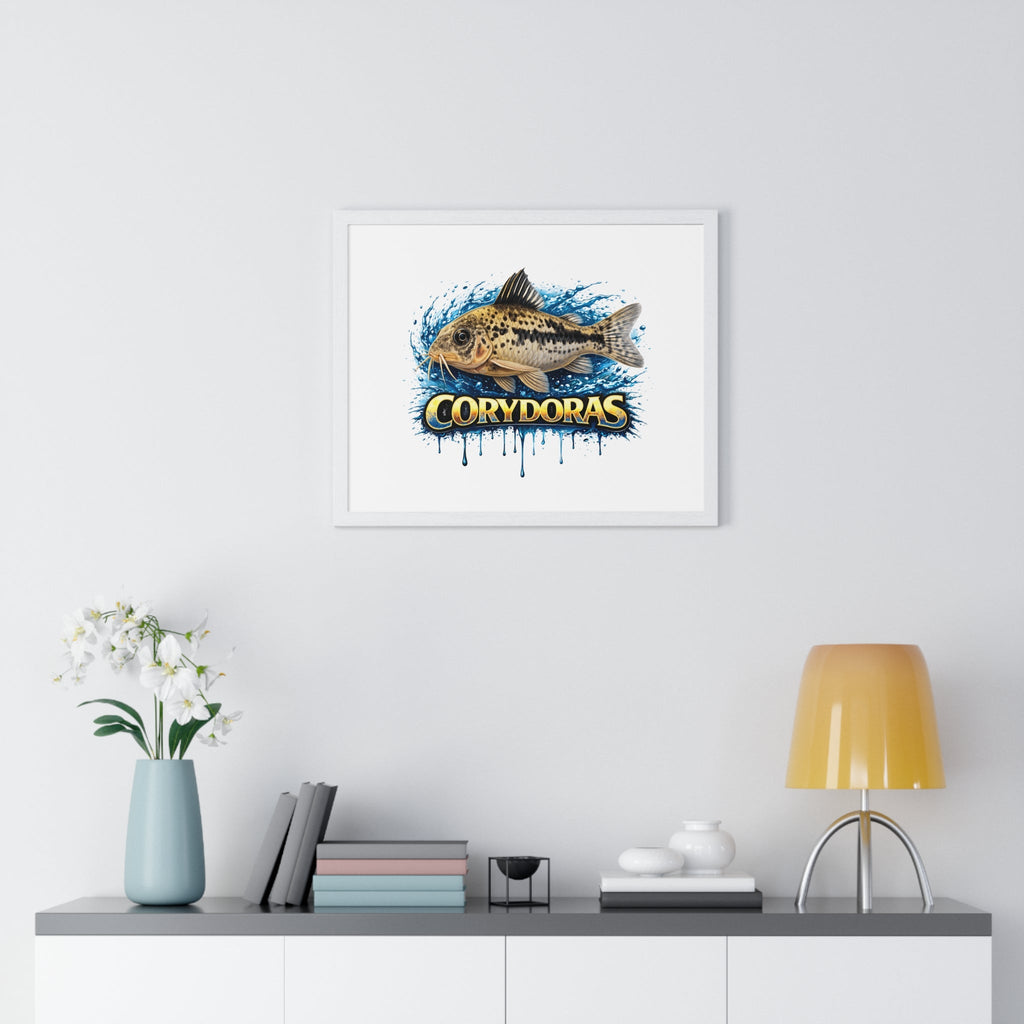 Peppered Corydoras Fish Framed Poster — Aquarium Wall Art