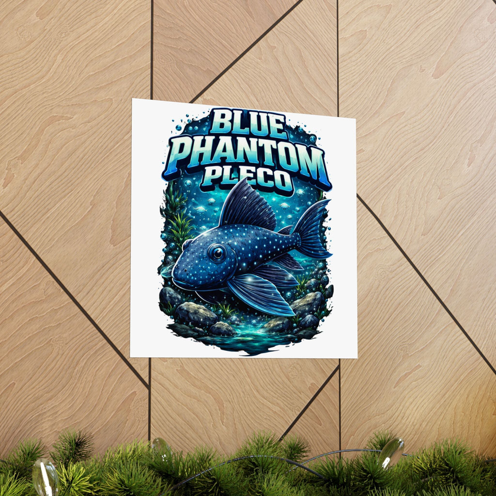 Blue Phantom Pleco Poster — Matte Vertical Aquarium Fish Art Print