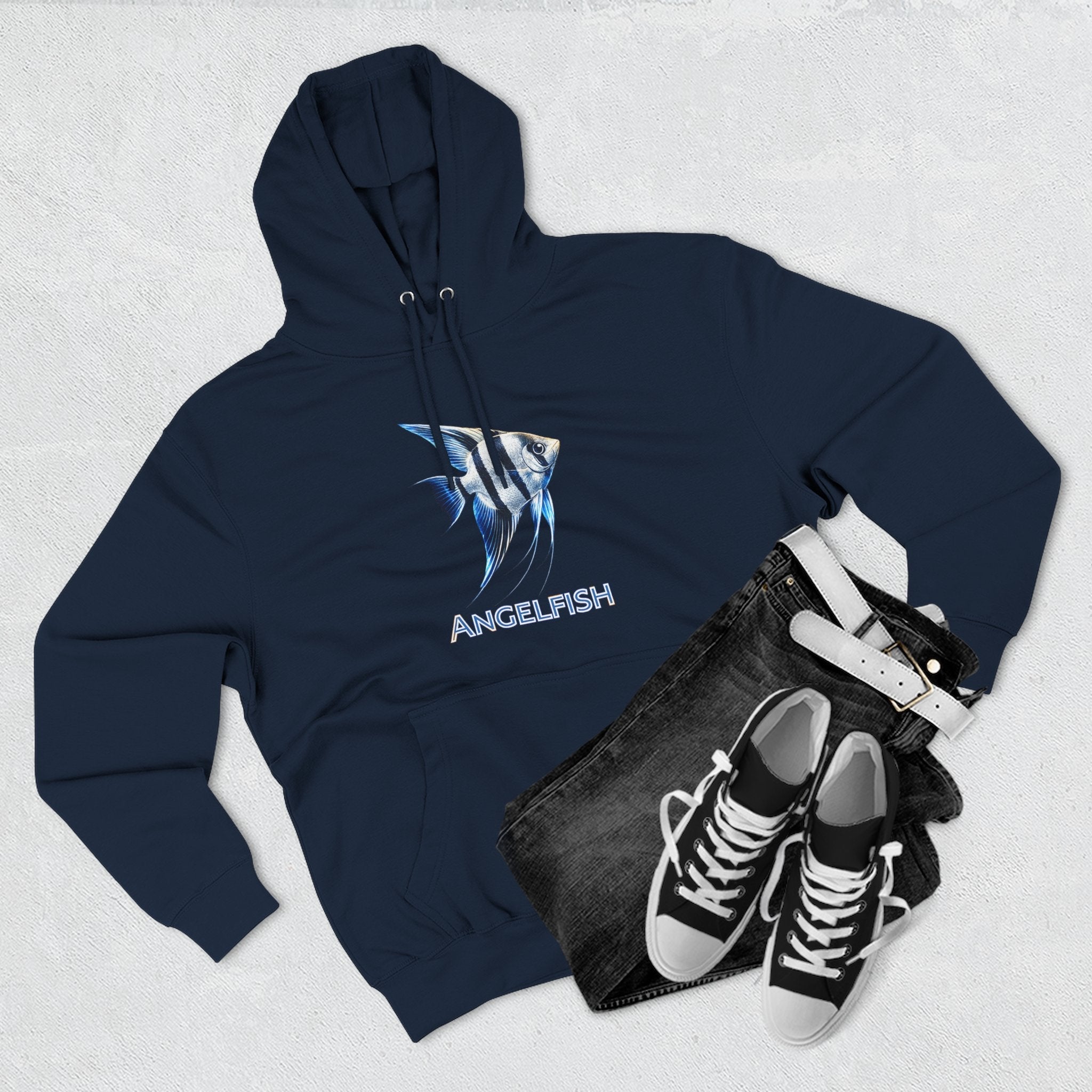 Angelfish Graphic Hoodie — Blue Aquarium Fish Pullover