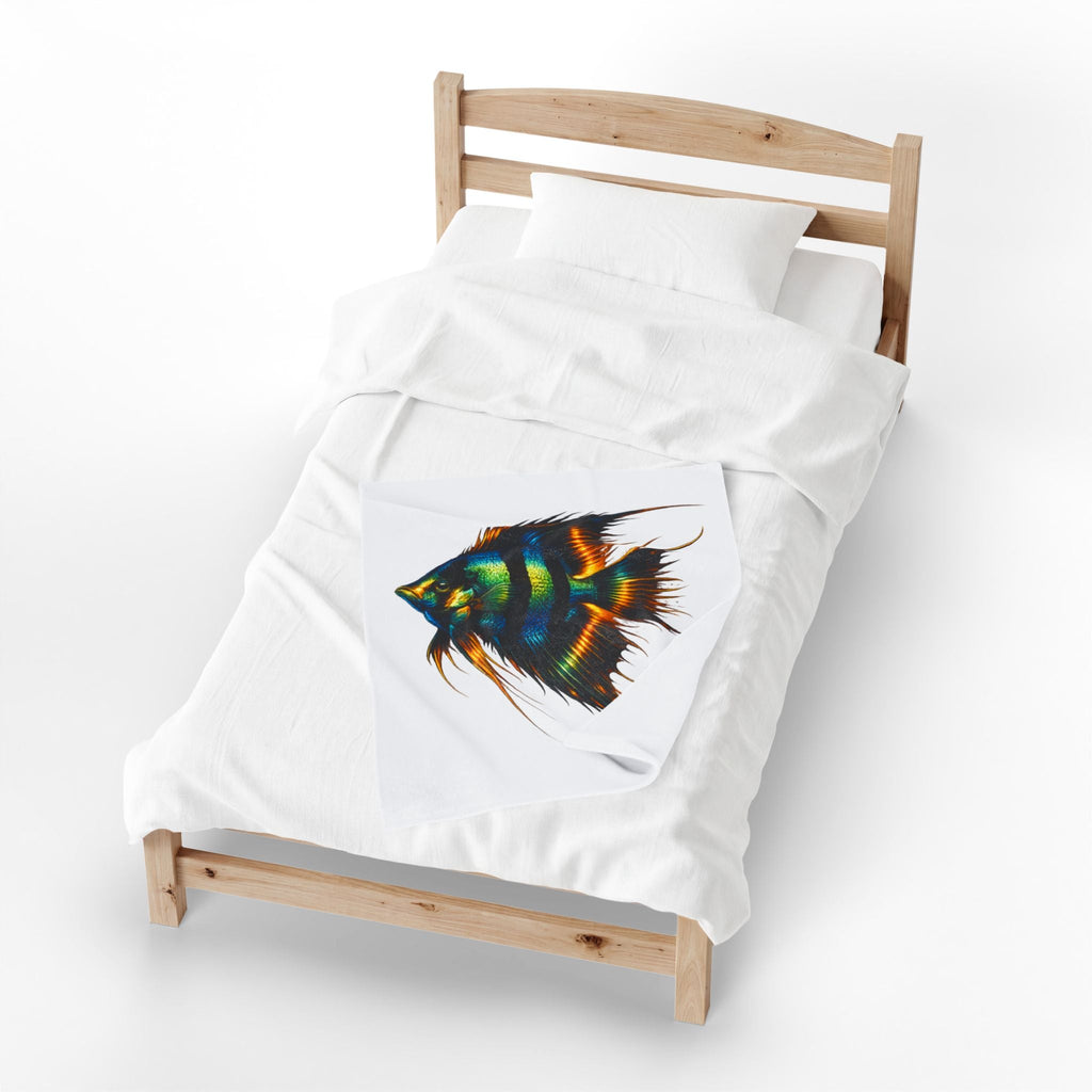 Angelfish Art Velveteen Plush Blanket — Tropical Aquarium Fish Throw
