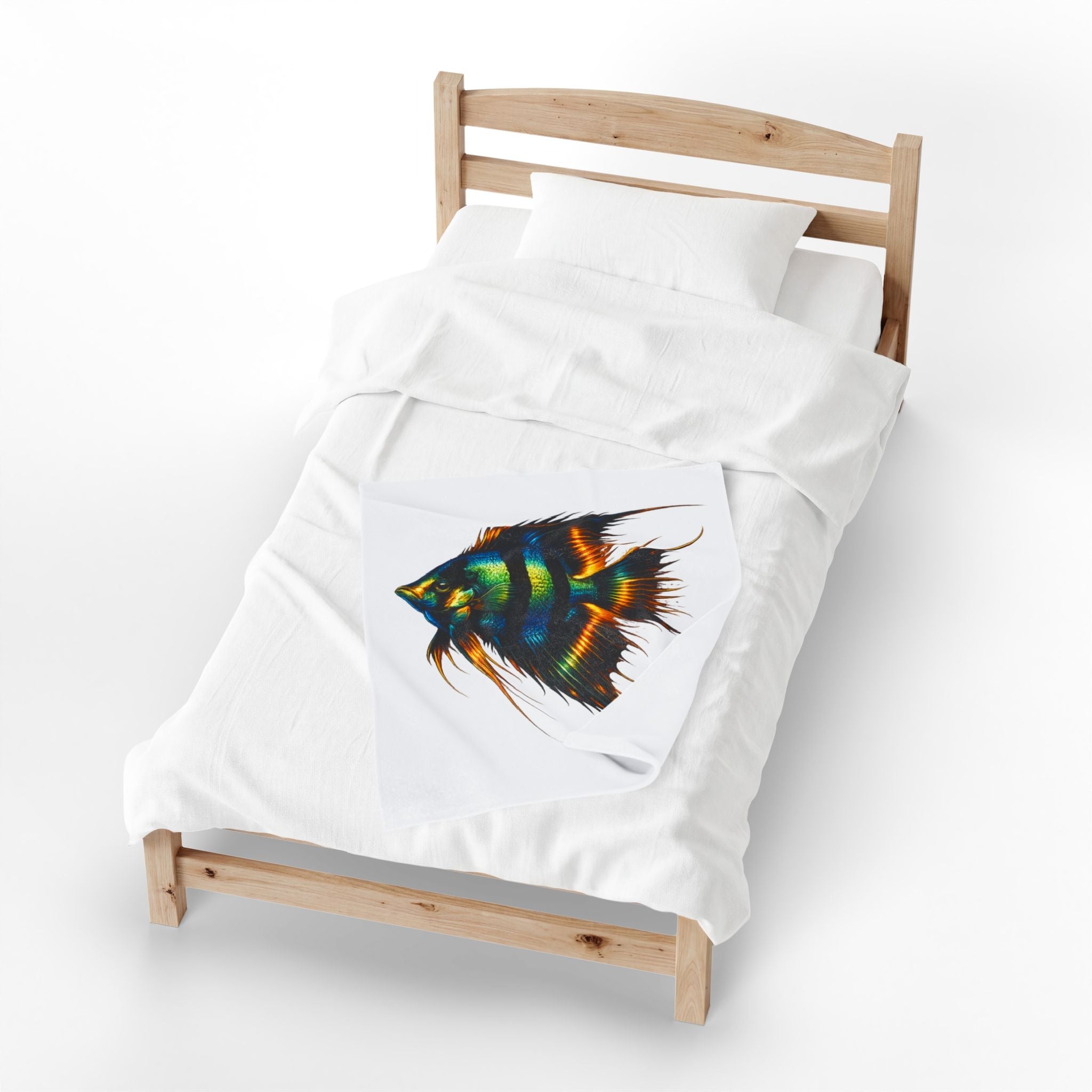 Angelfish Art Velveteen Plush Blanket — Tropical Aquarium Fish Throw